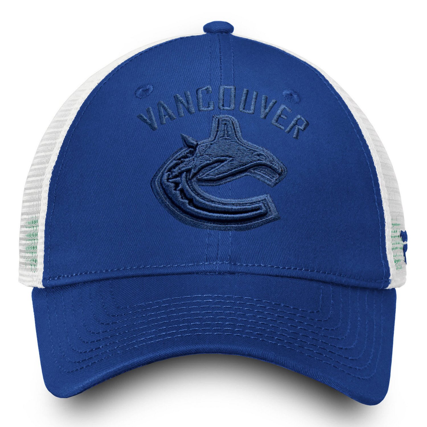 Fanatics Vancouver Canucks White Iconic Lockup Adjustable Trucker Hat - view number 2
