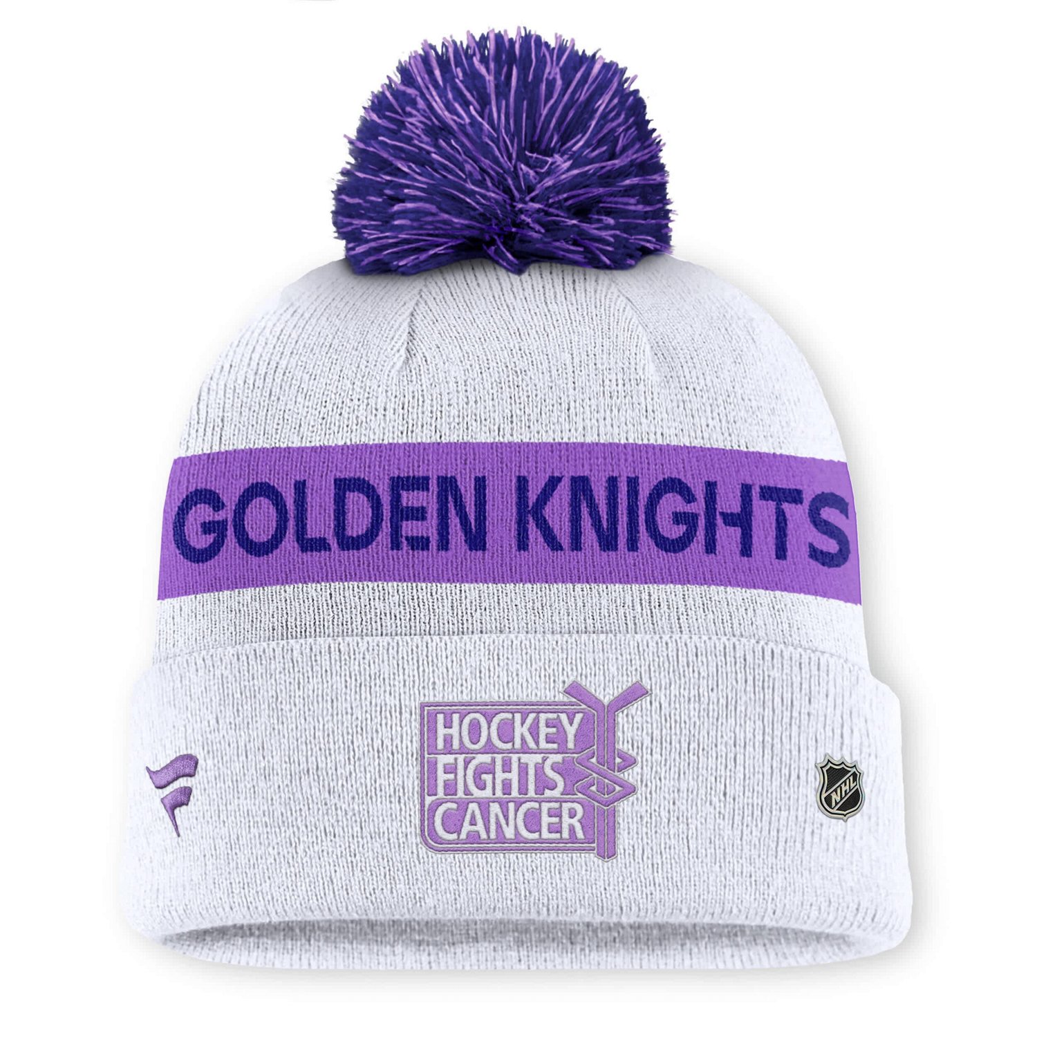 Fanatics Vegas Golden Knights Hockey Fights Cancer Cuffed Knit Hat with Pom - view number 2