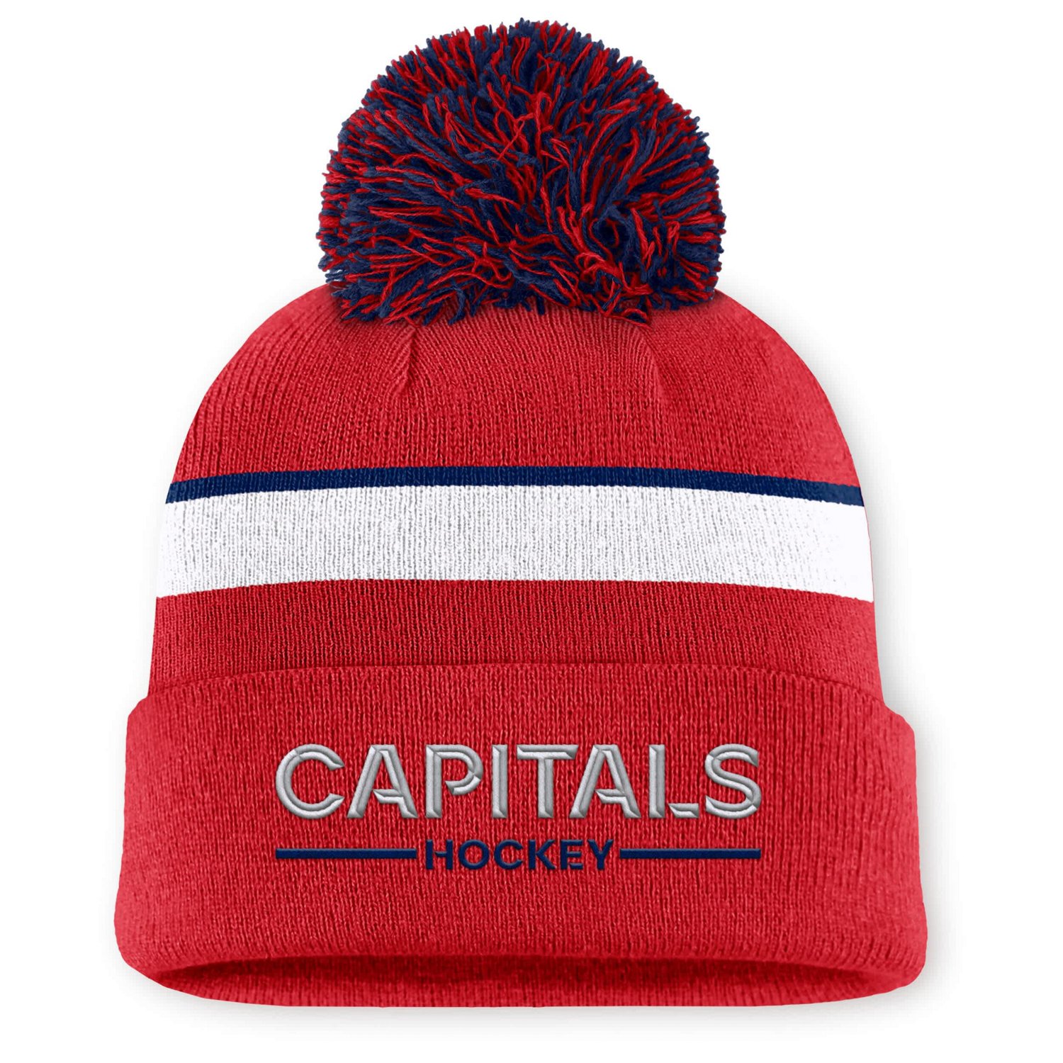 Fanatics Washington Capitals Authentic Pro Rink Cuffed Knit Hat with Pom