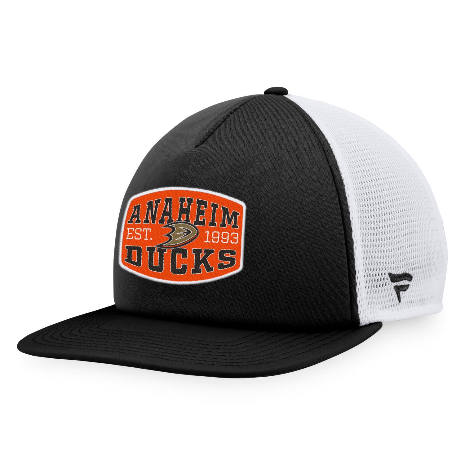 Fanatics /White Anaheim Ducks Foam Front Patch Trucker Snapback Hat