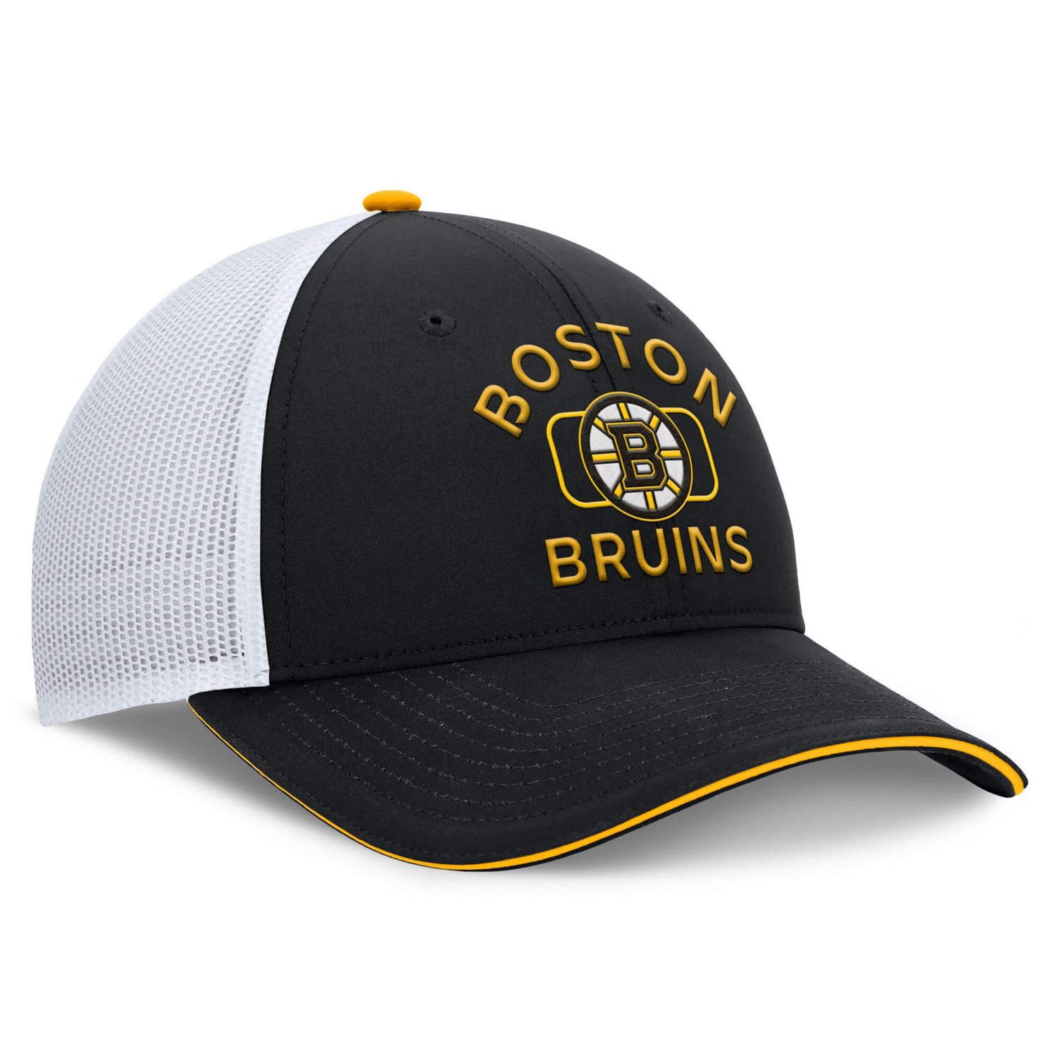 Fanatics White Boston Bruins Authentic Pro Rink Trucker Hat