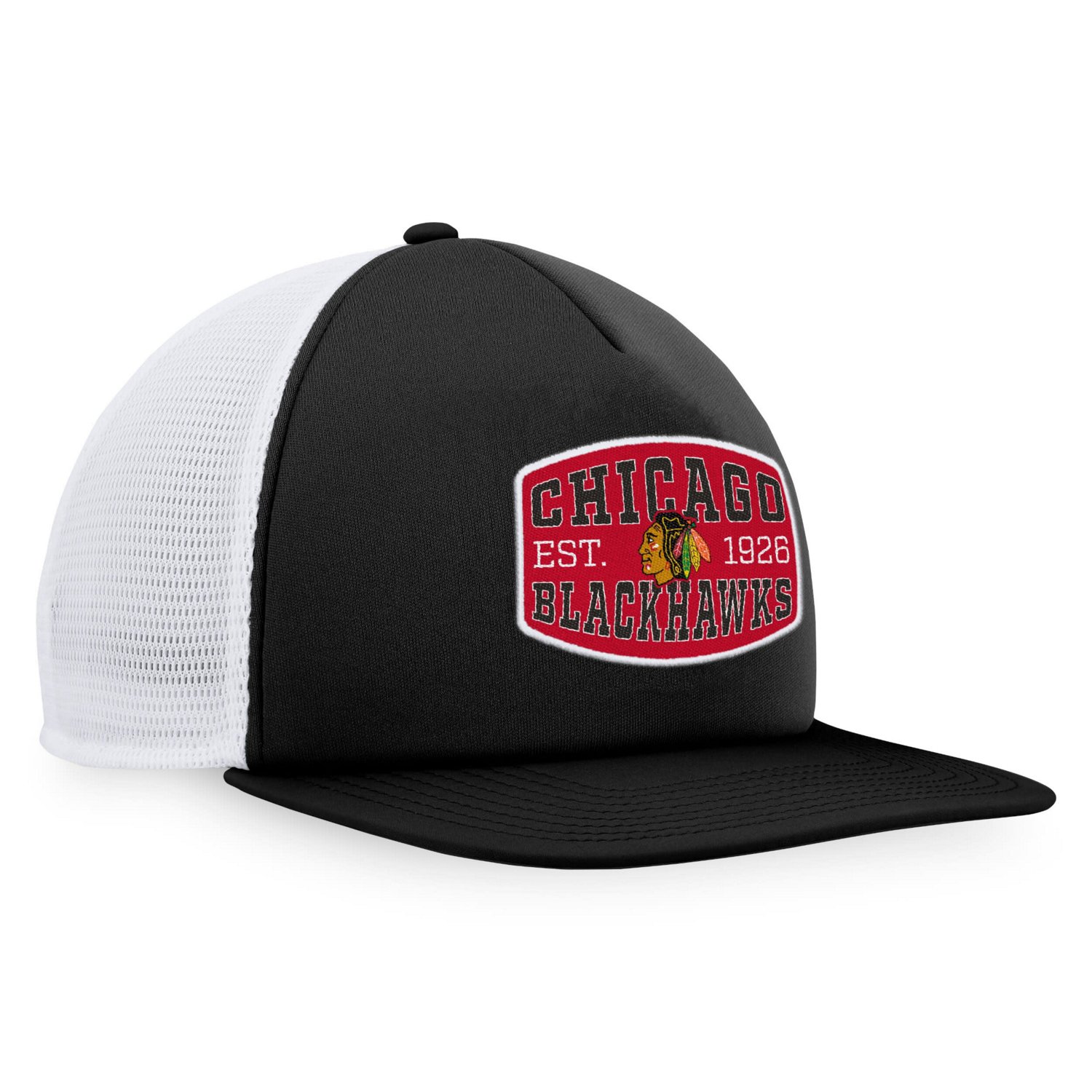 Fanatics /White Chicago hawks Foam Front Patch Trucker Snapback Hat                                                              - view number 3