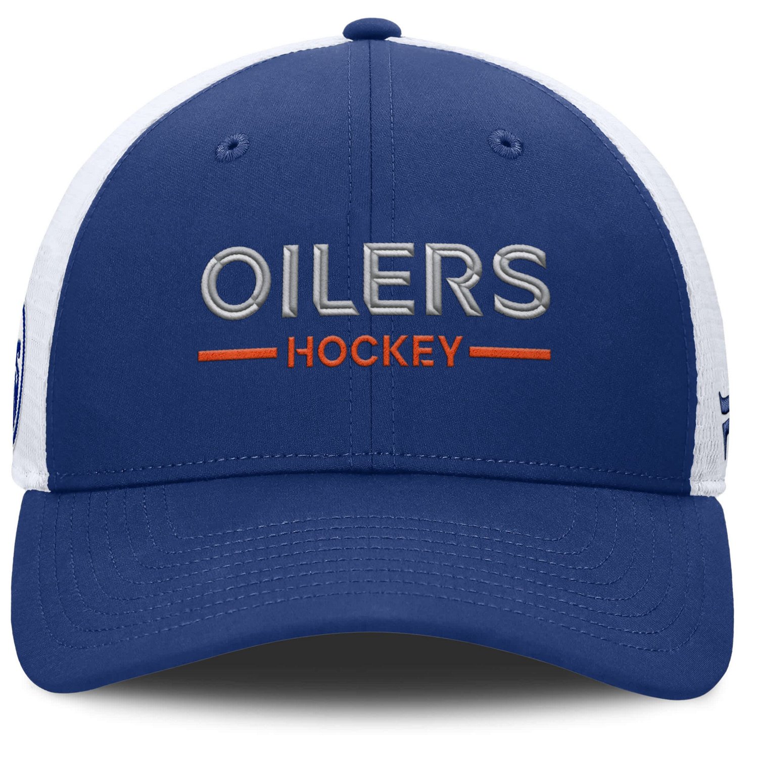 Fanatics White Edmonton Oilers Authentic Pro Rink Lockup Adjustable Trucker Hat - view number 2