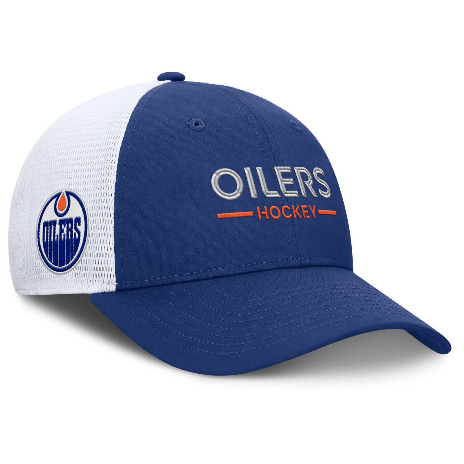 Fanatics White Edmonton Oilers Authentic Pro Rink Lockup Adjustable Trucker Hat - view number 3