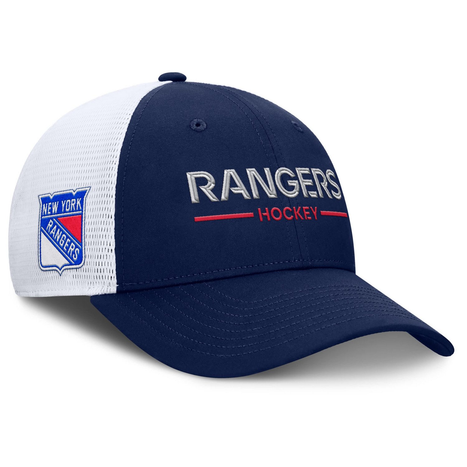 Fanatics White New York Rangers Authentic Pro Rink Lockup Adjustable Trucker Hat - view number 3