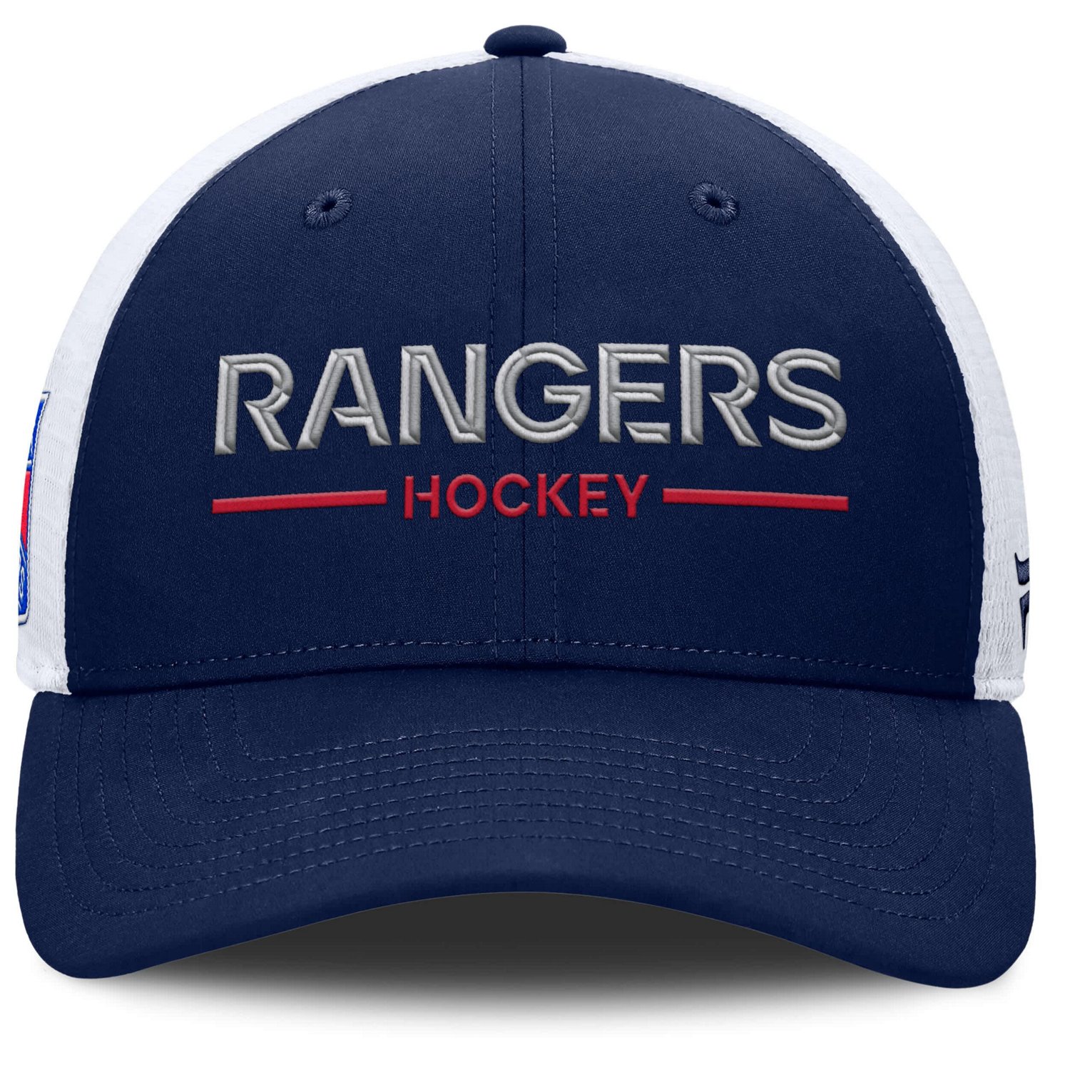 Fanatics White New York Rangers Authentic Pro Rink Lockup Adjustable Trucker Hat - view number 2