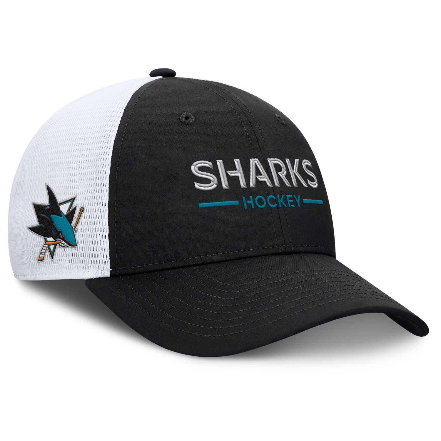 Fanatics White San Jose Sharks Authentic Pro Rink Lockup Adjustable Trucker Hat - view number 3
