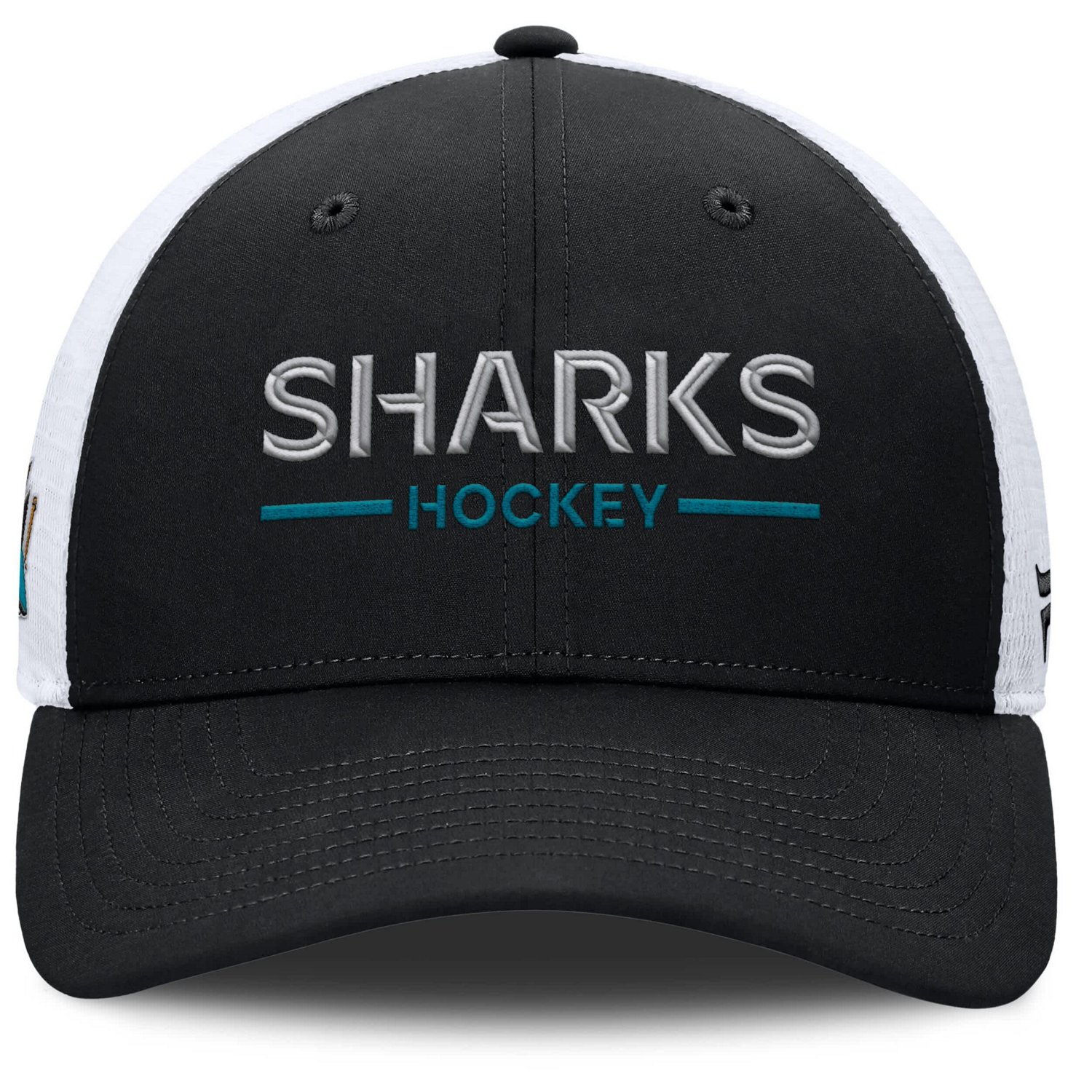Fanatics White San Jose Sharks Authentic Pro Rink Lockup Adjustable Trucker Hat - view number 2