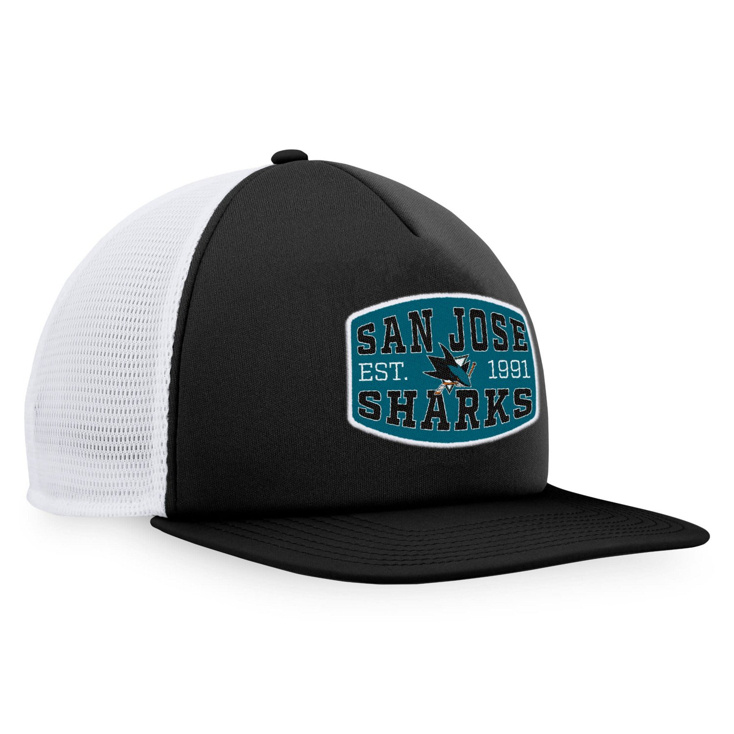 Fanatics /White San Jose Sharks Foam Front Patch Trucker Snapback Hat                                                            - view number 3
