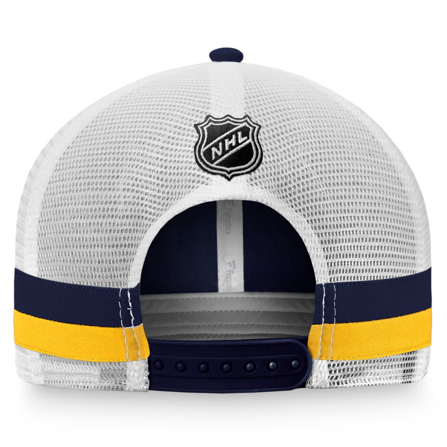 Fanatics White St Louis Blues Fundamental Striped Trucker Adjustable Hat