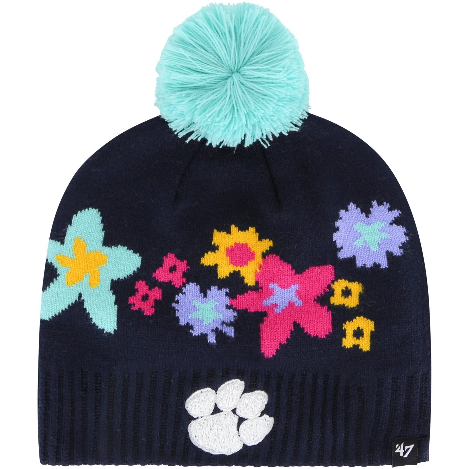 Girls Youth '47 Clemson Tigers Buttercup Knit Beanie with Pom - view number 1