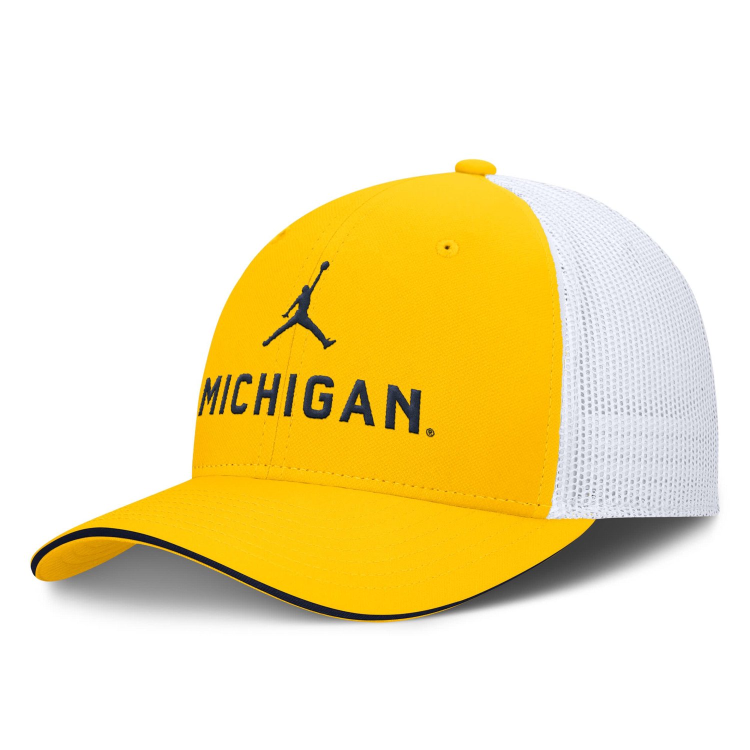 Jordan Brand College White Michigan Wolverines Rise Adjustable Trucker Hat - view number 1