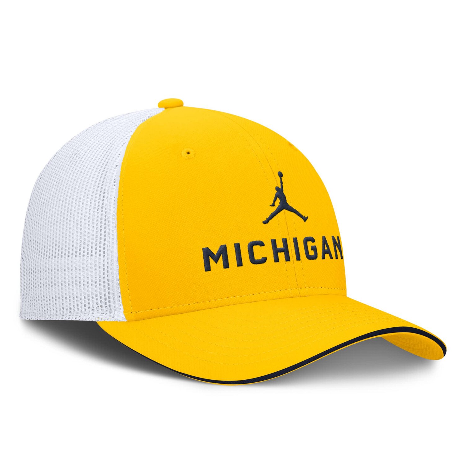 Jordan Brand College White Michigan Wolverines Rise Adjustable Trucker Hat - view number 3