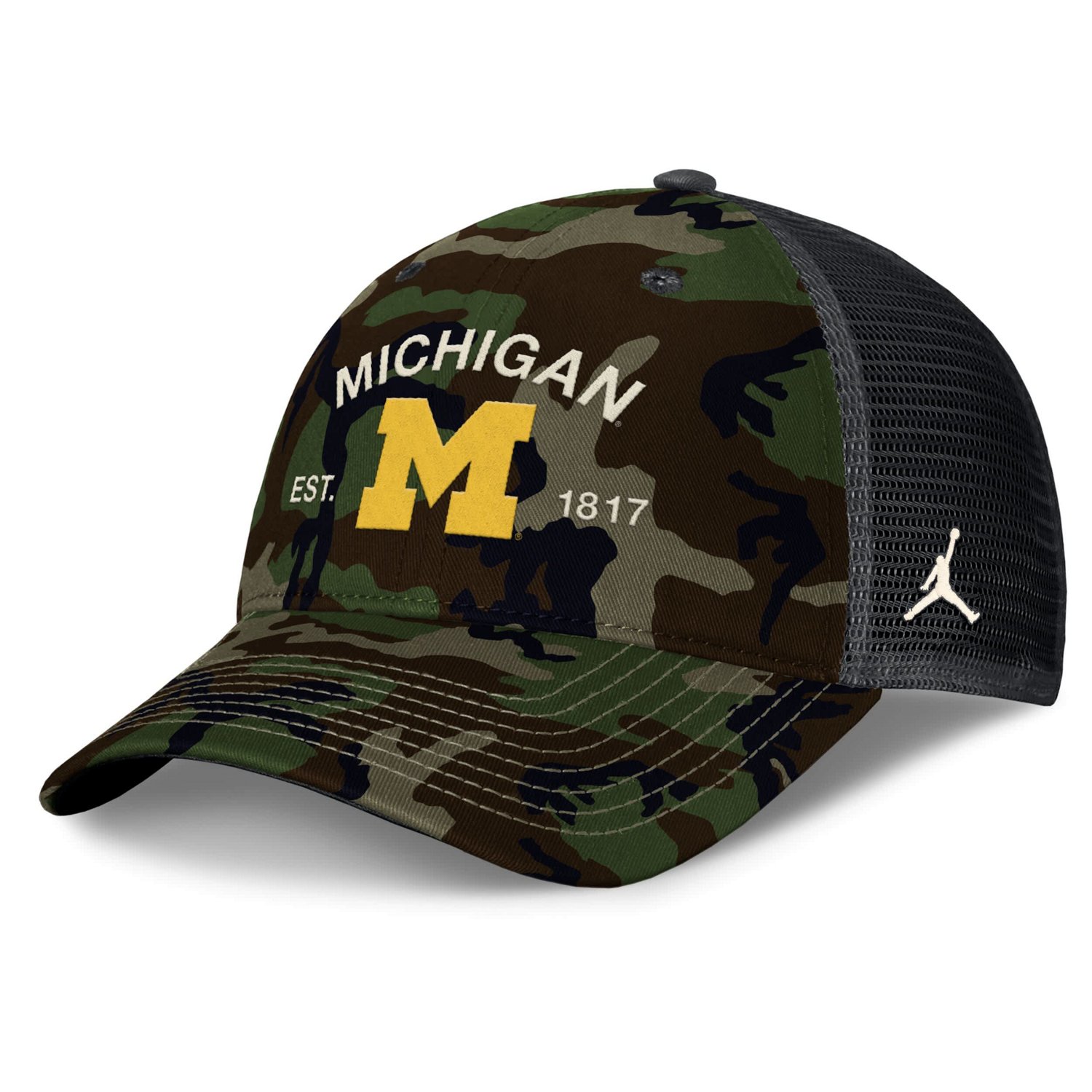 Jordan Brand Michigan Wolverines 2025 Military Appreciation Rise Adjustable Trucker Hat - view number 1