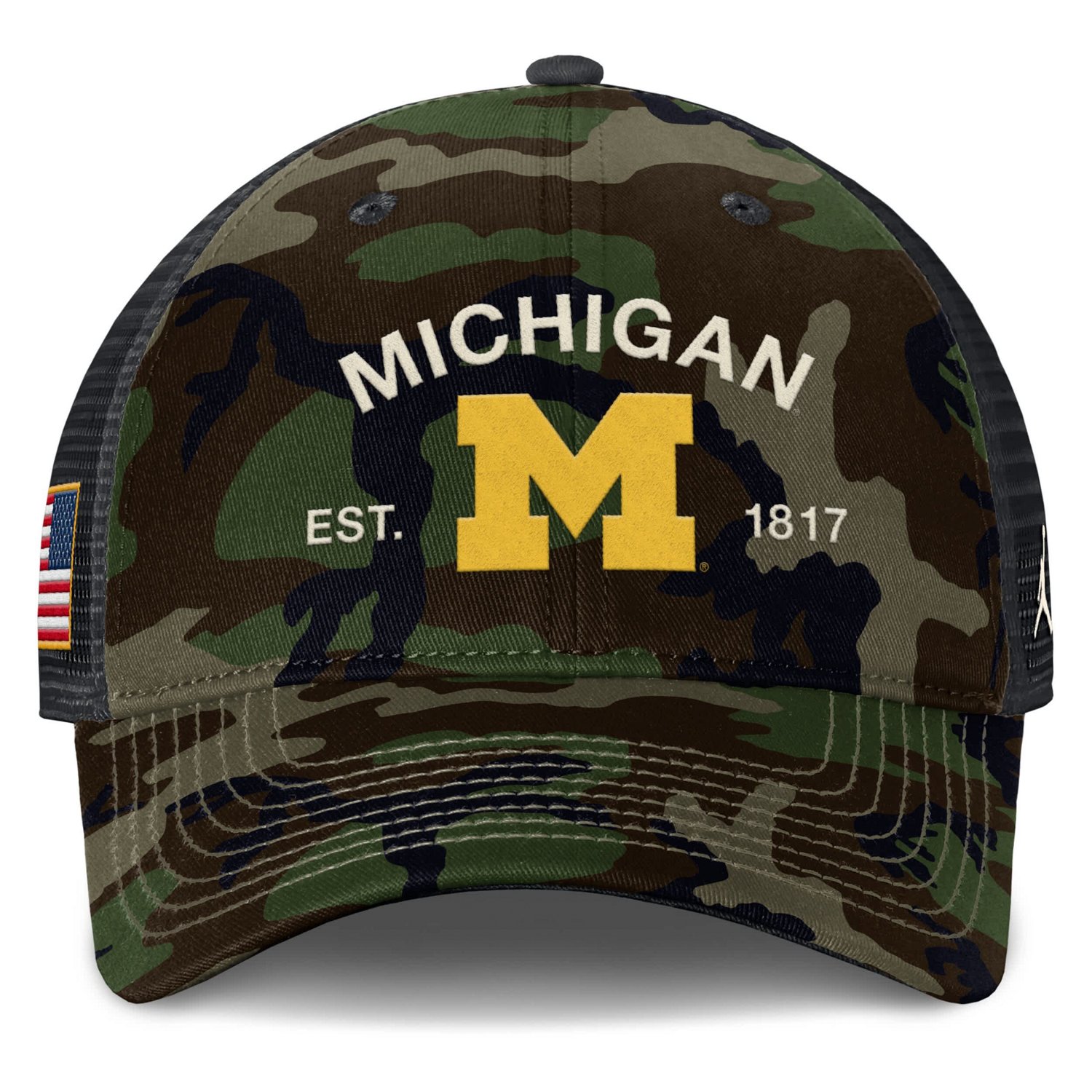 Jordan Brand Michigan Wolverines 2025 Military Appreciation Rise Adjustable Trucker Hat - view number 2