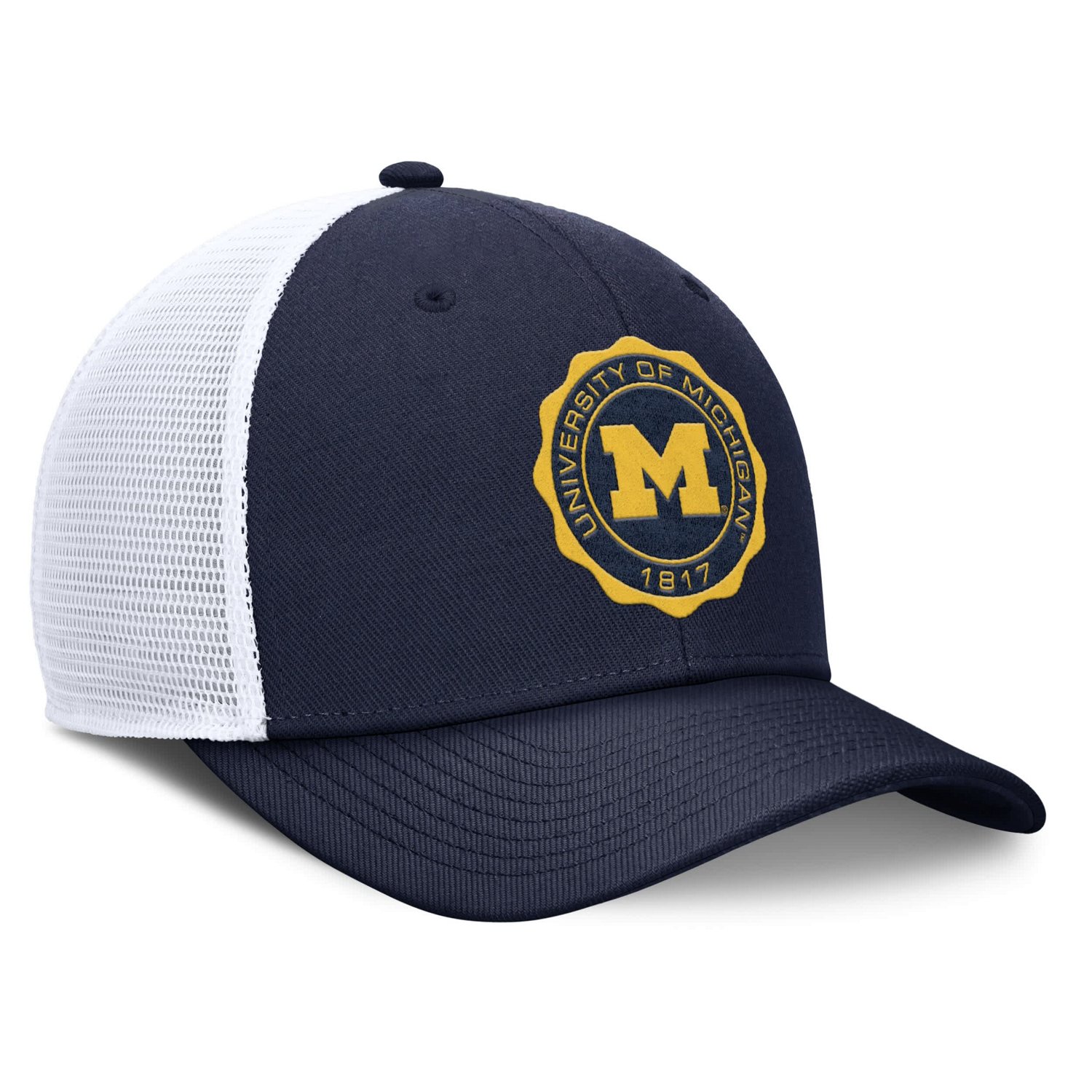 Jordan Brand White Michigan Wolverines Rise Trucker Adjustable Hat - view number 3