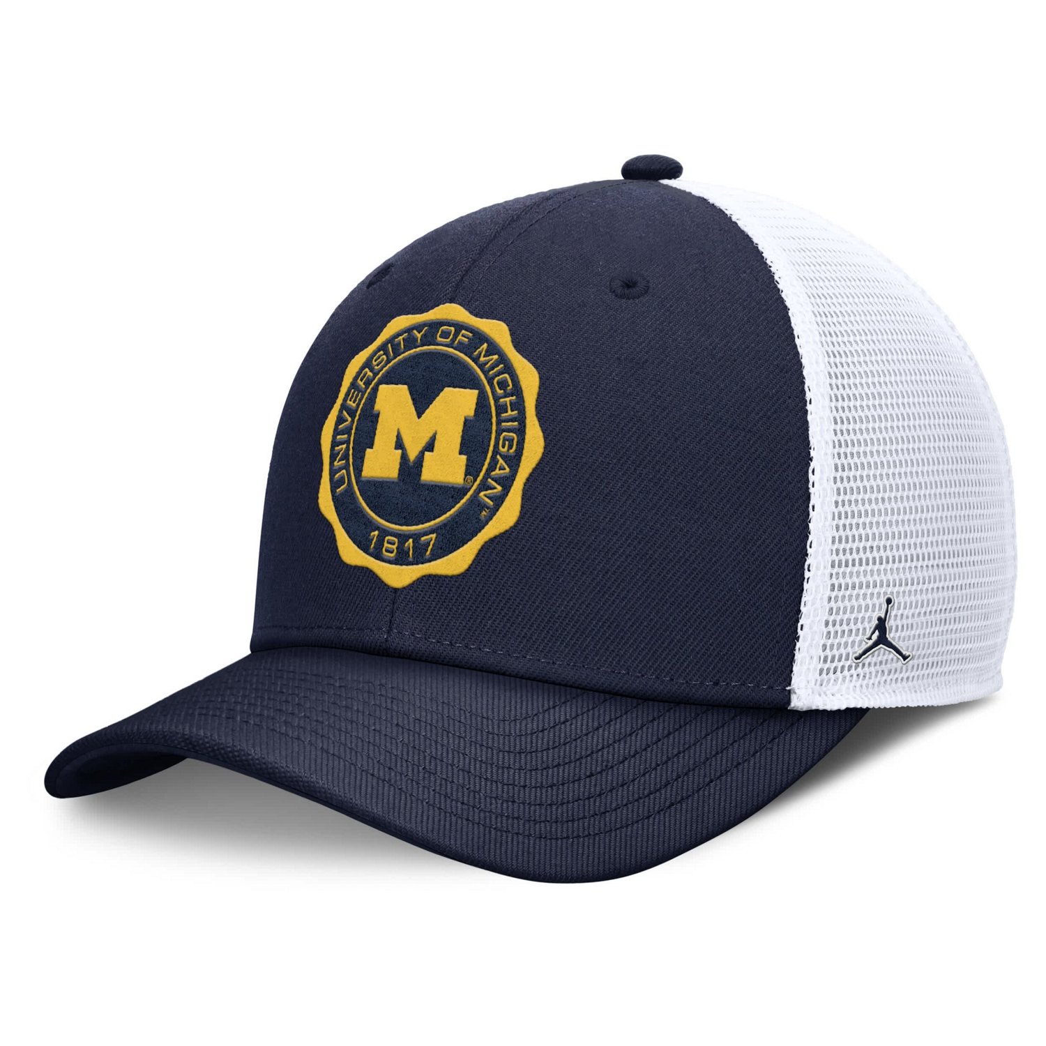 Jordan Brand White Michigan Wolverines Rise Trucker Adjustable Hat