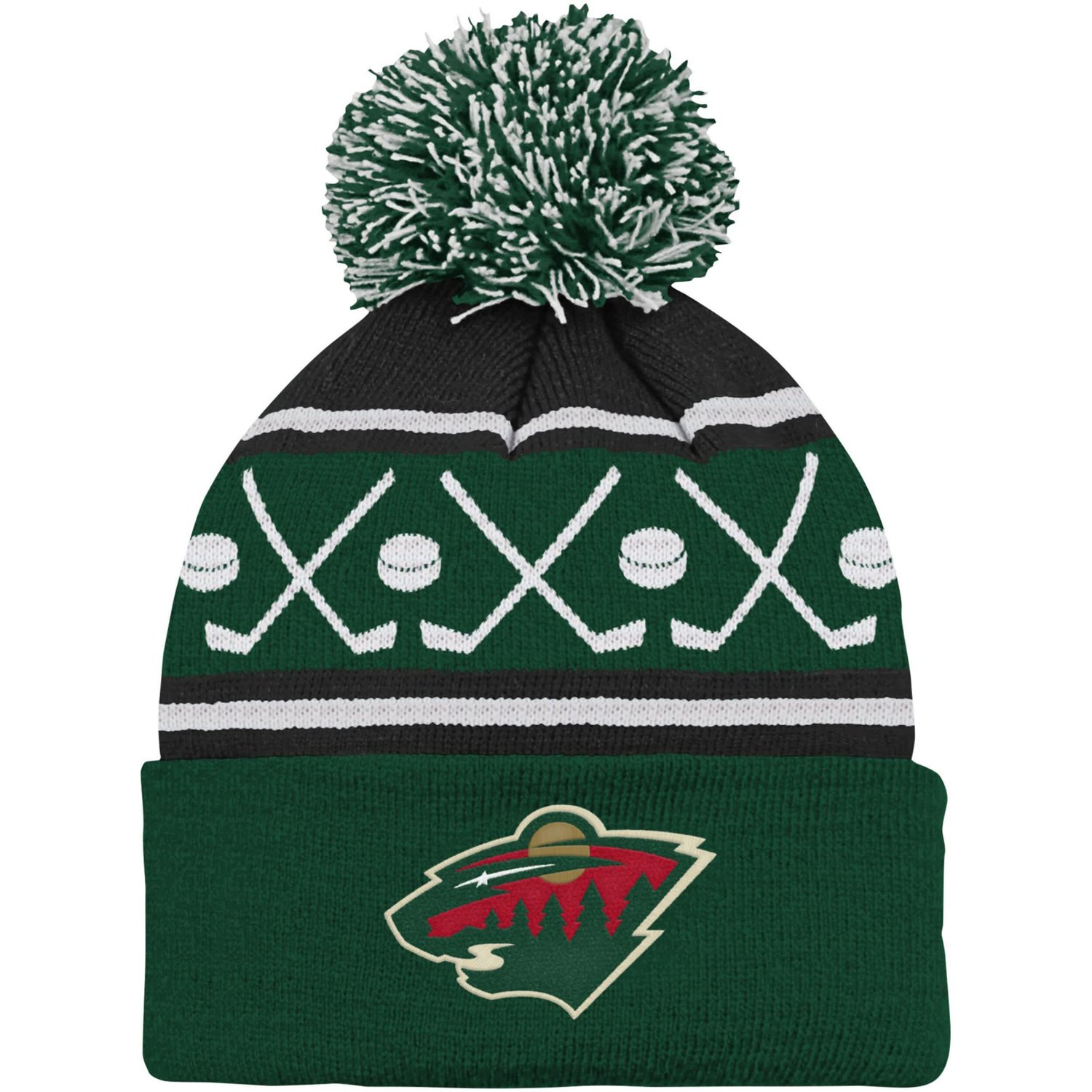 Minnesota Wild Face-Off Cuffed Knit Hat with Pom
