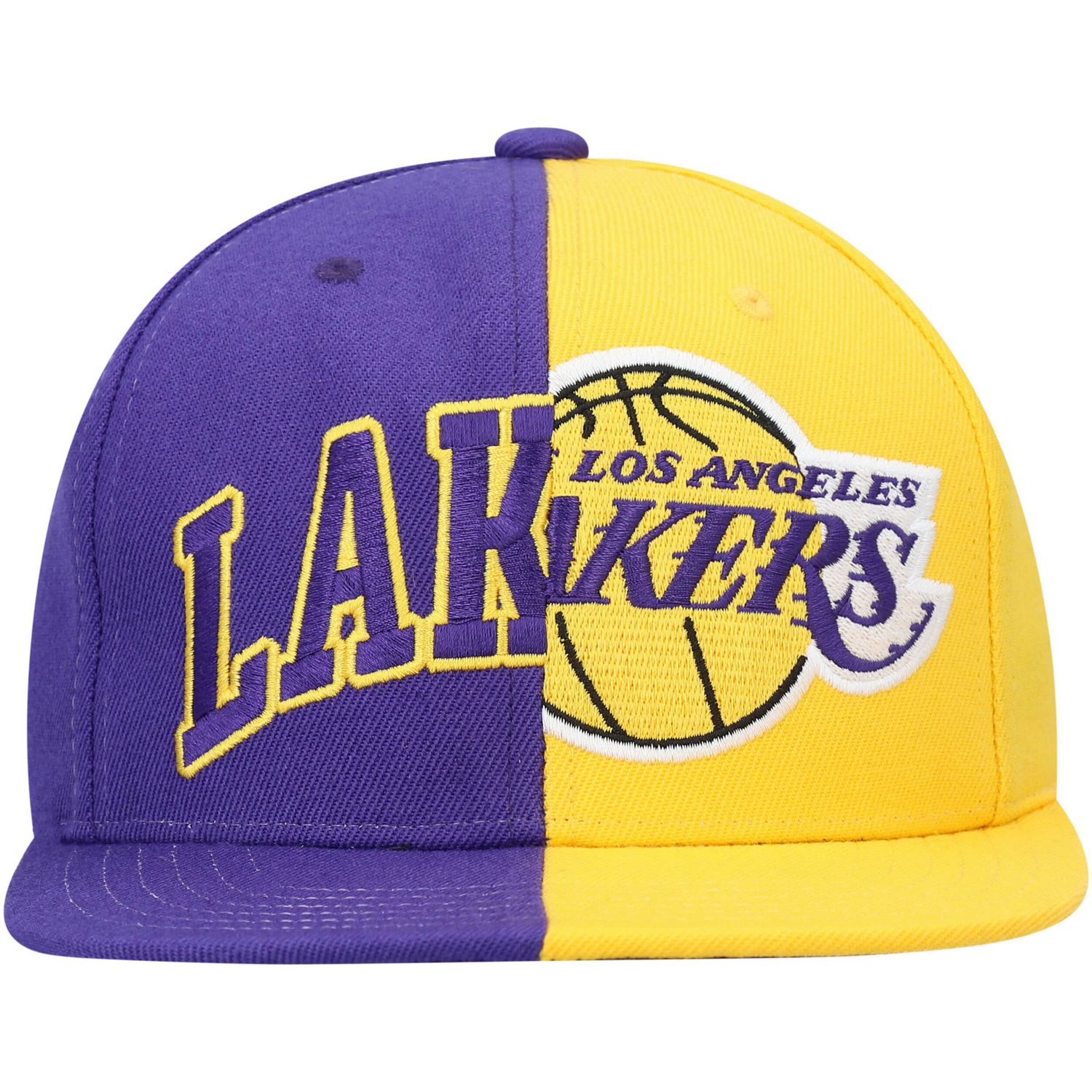Mitchell  Ness /Gold Los Angeles Lakers Half and Half Snapback Hat