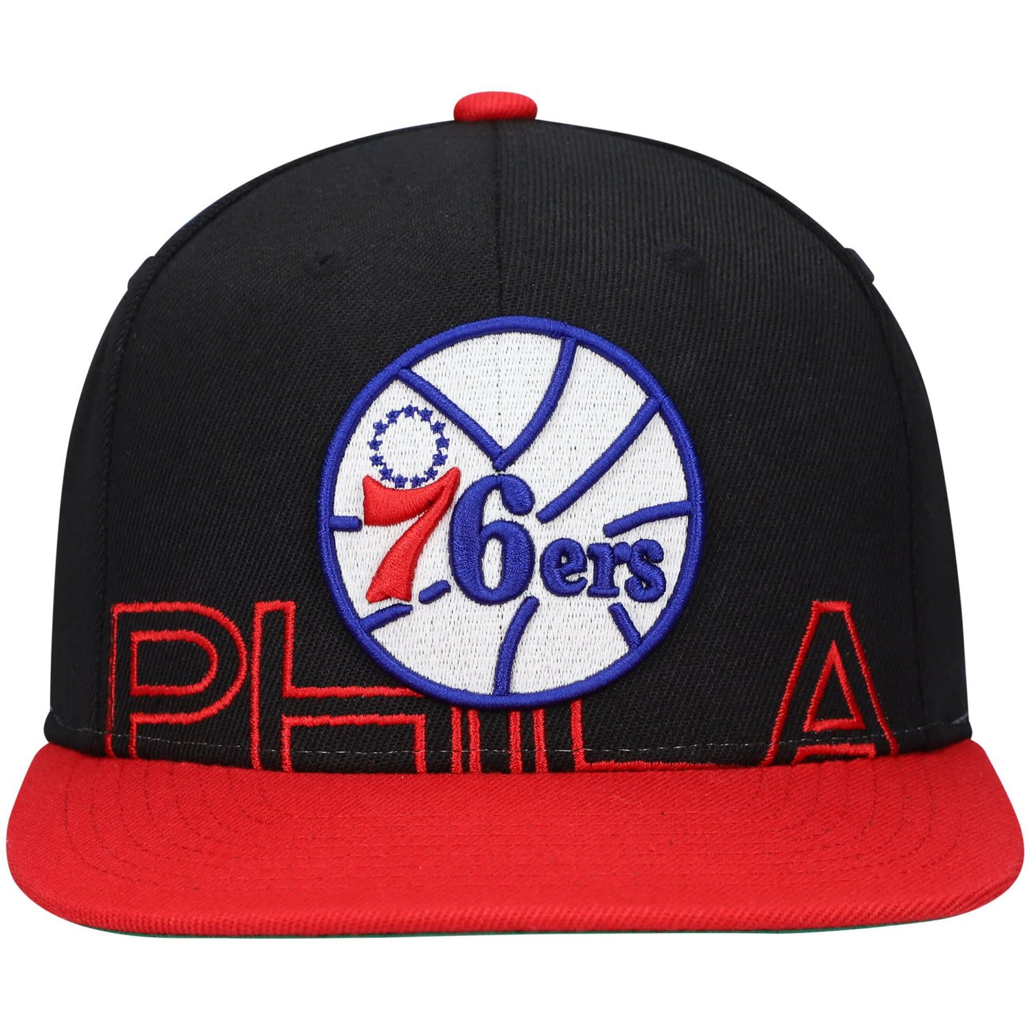 Mitchell  Ness /Red Philadelphia 76ers Hardwood Classics Low Big Face Snapback Hat