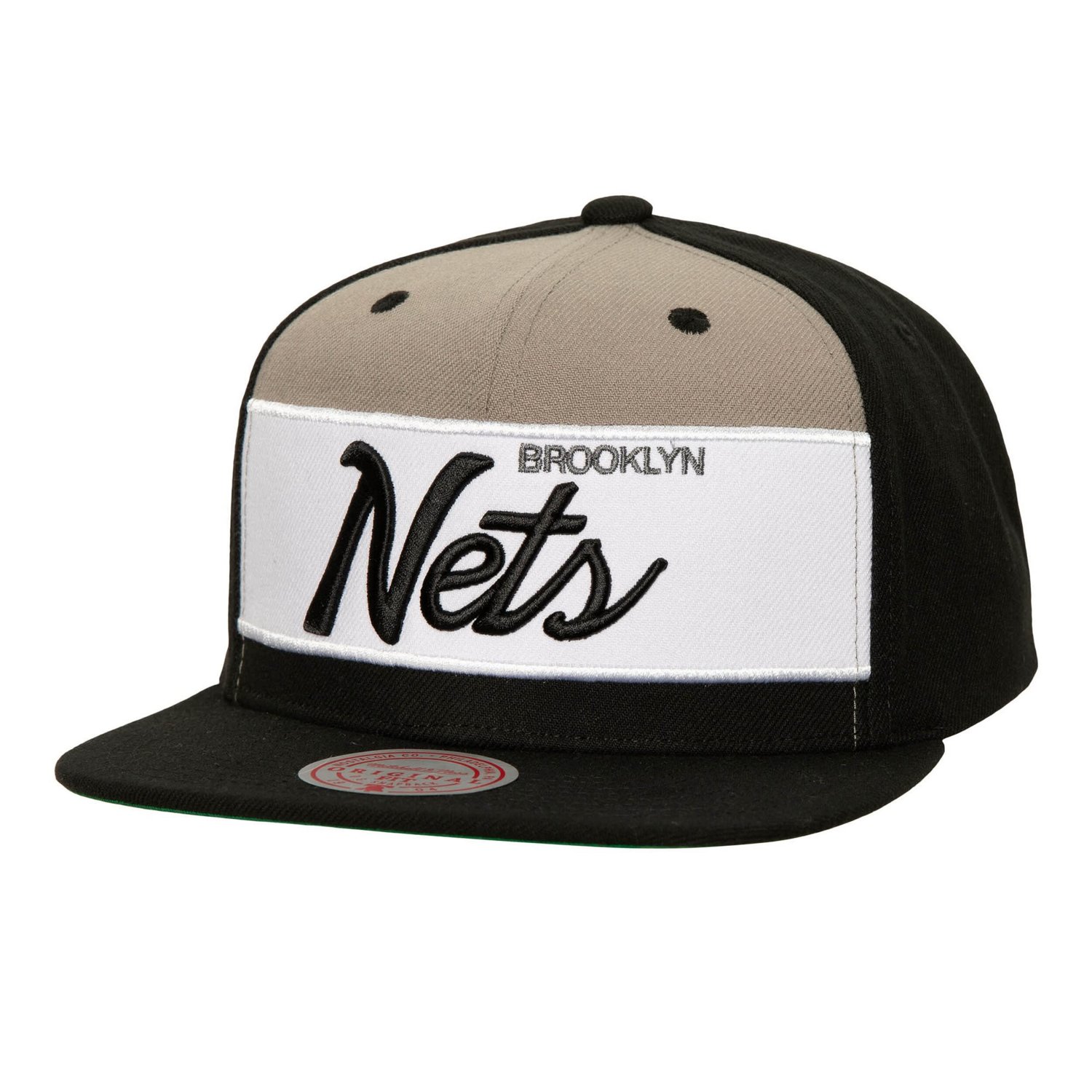 Mitchell  Ness Black Brooklyn Nets Retro Sport Color Block Script Snapback Hat