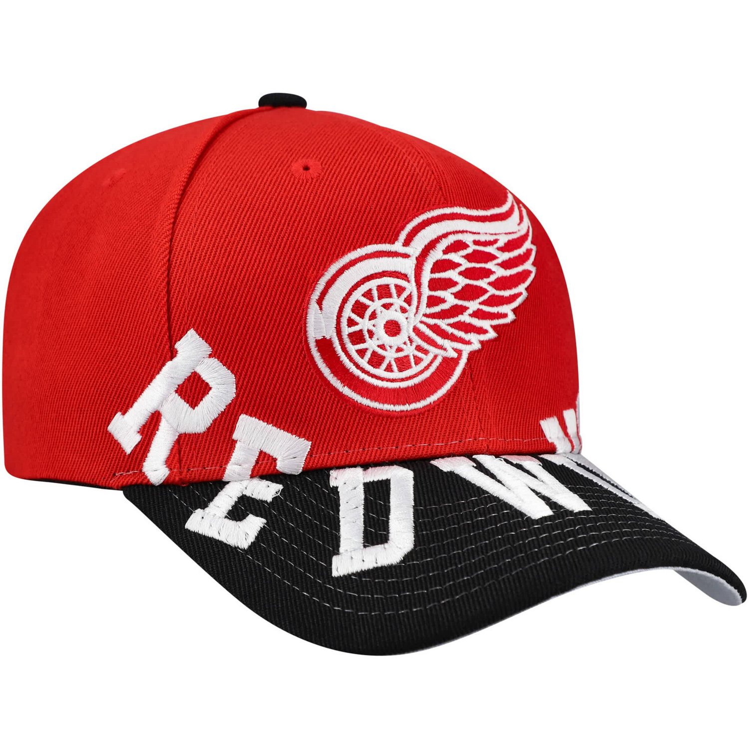 Mitchell  Ness Black Detroit Wings Underarch Two-Tone Pro Crown Snapback Hat - view number 3