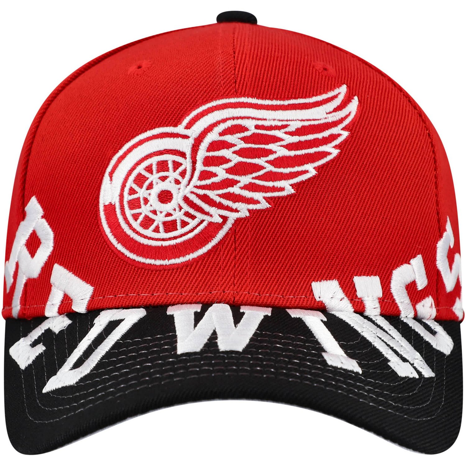 Mitchell  Ness Black Detroit Wings Underarch Two-Tone Pro Crown Snapback Hat - view number 2