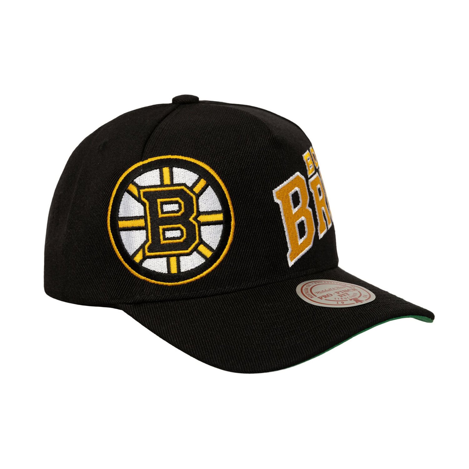 Mitchell  Ness Boston Bruins Busted Logo Wordmark Wrap-Around Pro Pinch Adjustable Hat - view number 2