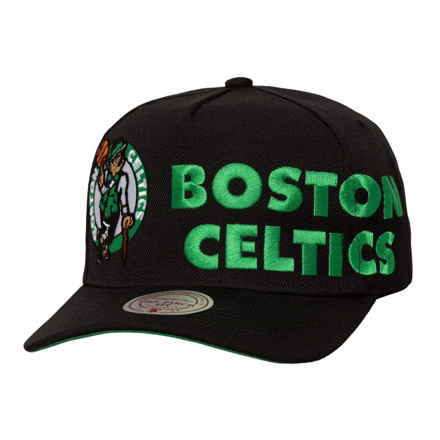 Mitchell  Ness Boston Celtics Busted Logo Wordmark Wrap-Around Pro Pinch Adjustable Hat