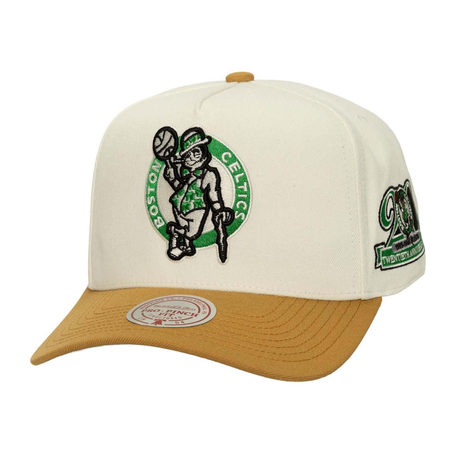 Mitchell  Ness Boston Celtics Ochre Dusted Double Two-Toned Pro Crown Adjustable Hat - view number 1
