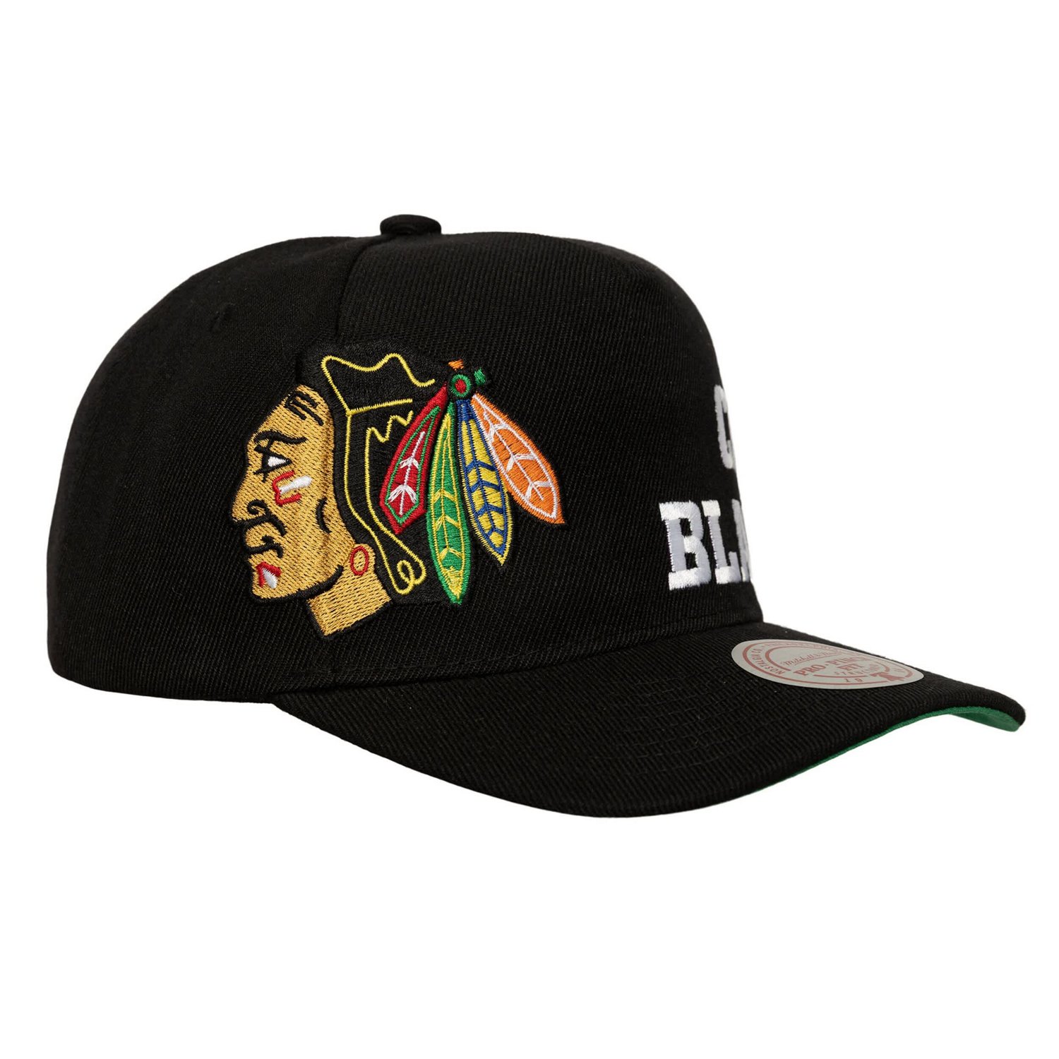 Mitchell  Ness Chicago hawks Busted Logo Wordmark Wrap Around Pro Pinch Adjustable Hat - view number 2