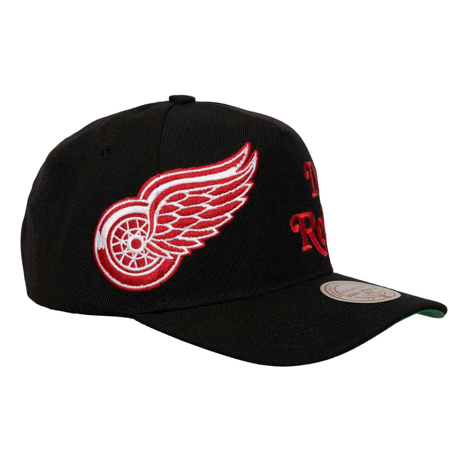 Mitchell  Ness Detroit Red Wings Busted Logo Wordmark Wrap-Around Pro Pinch Adjustable Hat - view number 2