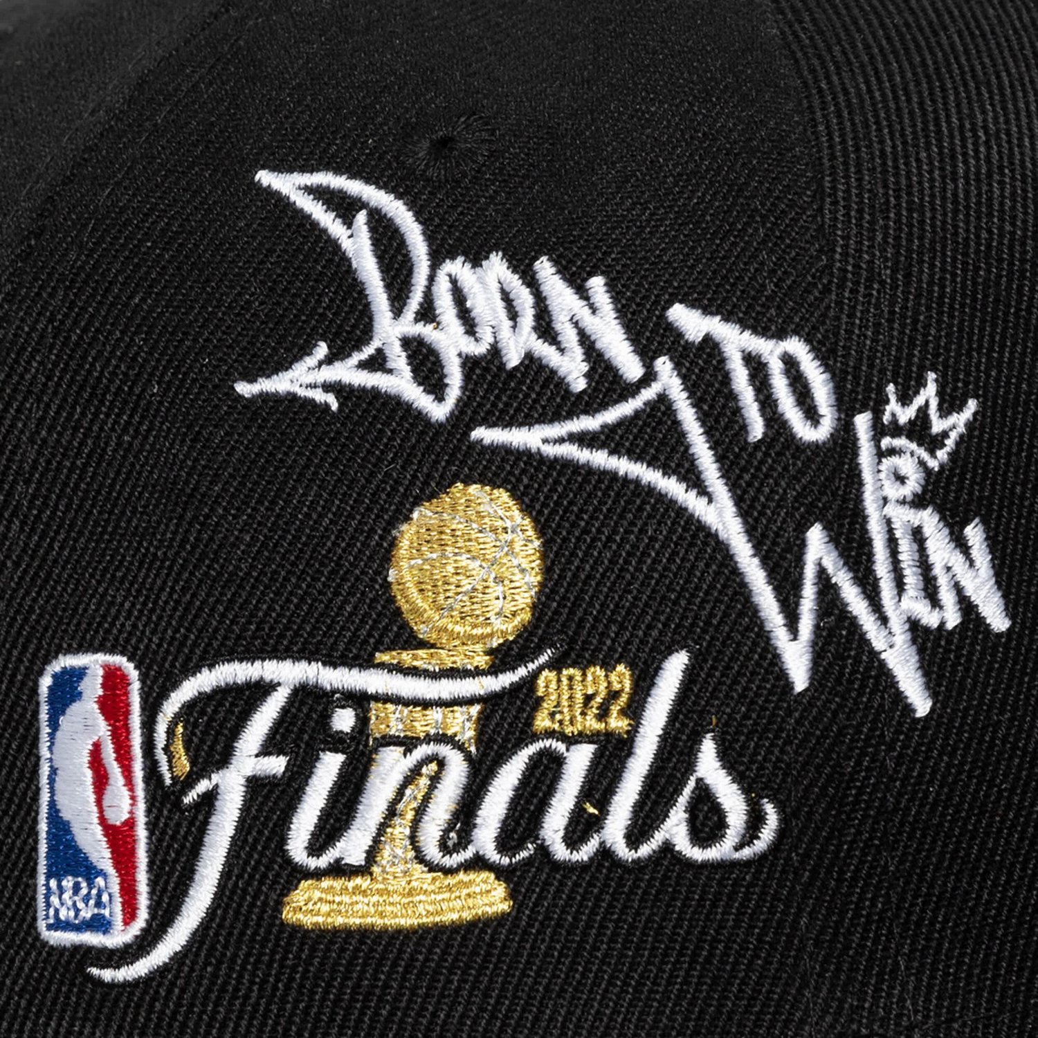 Mitchell  Ness Golden State Warriors 2022 NBA Finals Born To Win Pro Crown Adjustable Hat - view number 3