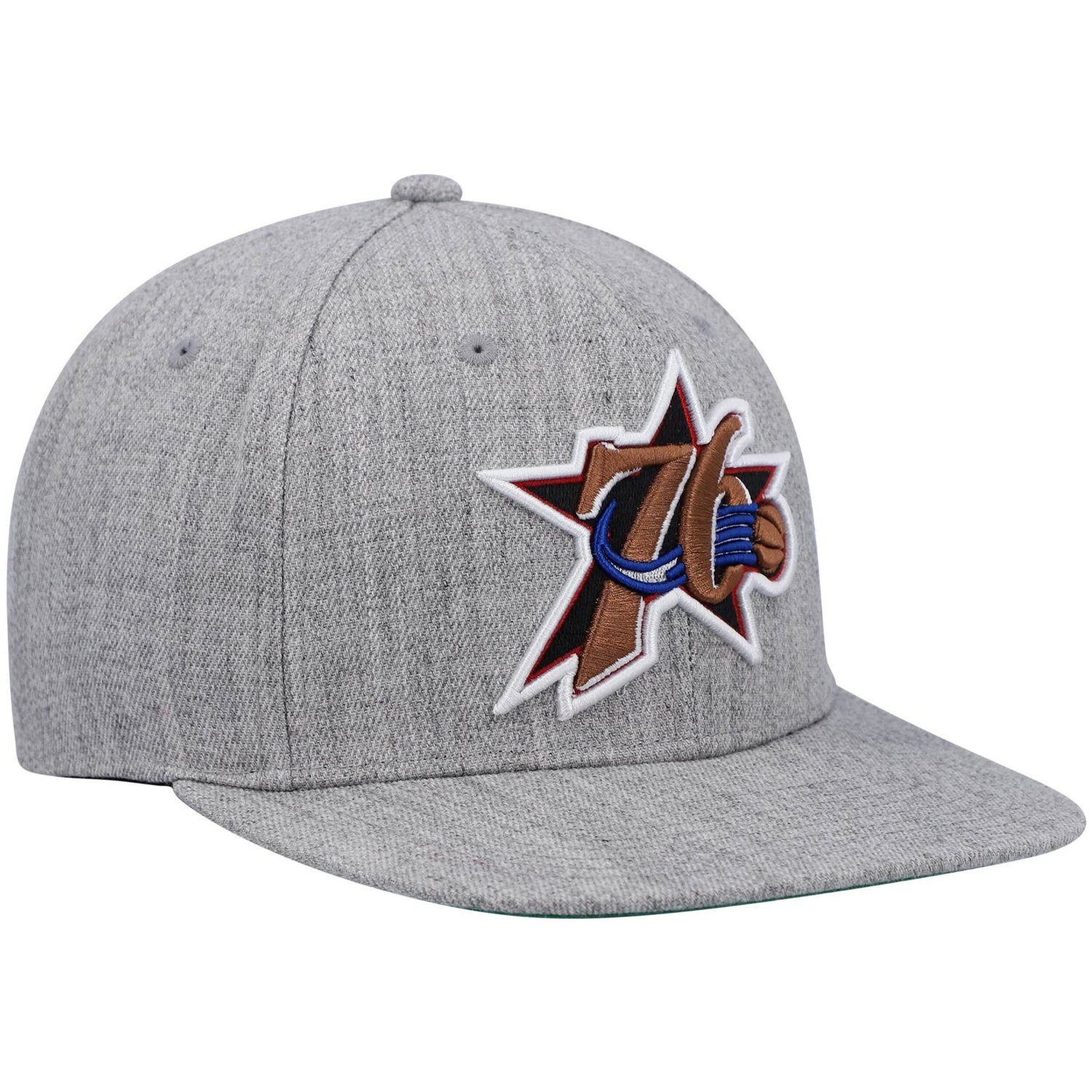 Mitchell  Ness Heathered Gray Philadelphia 76ers Hardwood Classics Team 20 Snapback Hat