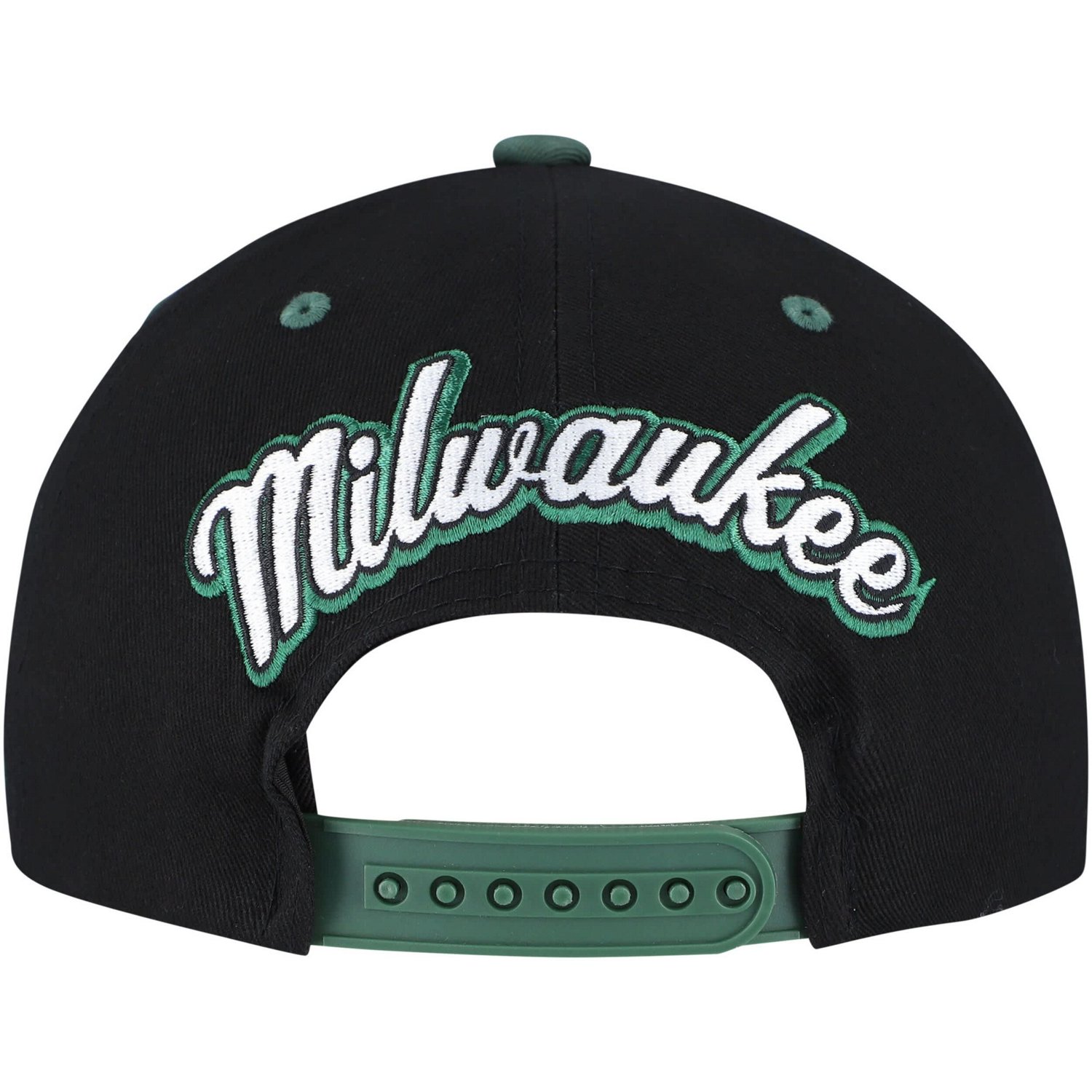 Mitchell  Ness Hunter Green Milwaukee Bucks Backside Script Two-Tone Pro Crown Adjustable Hat - view number 4