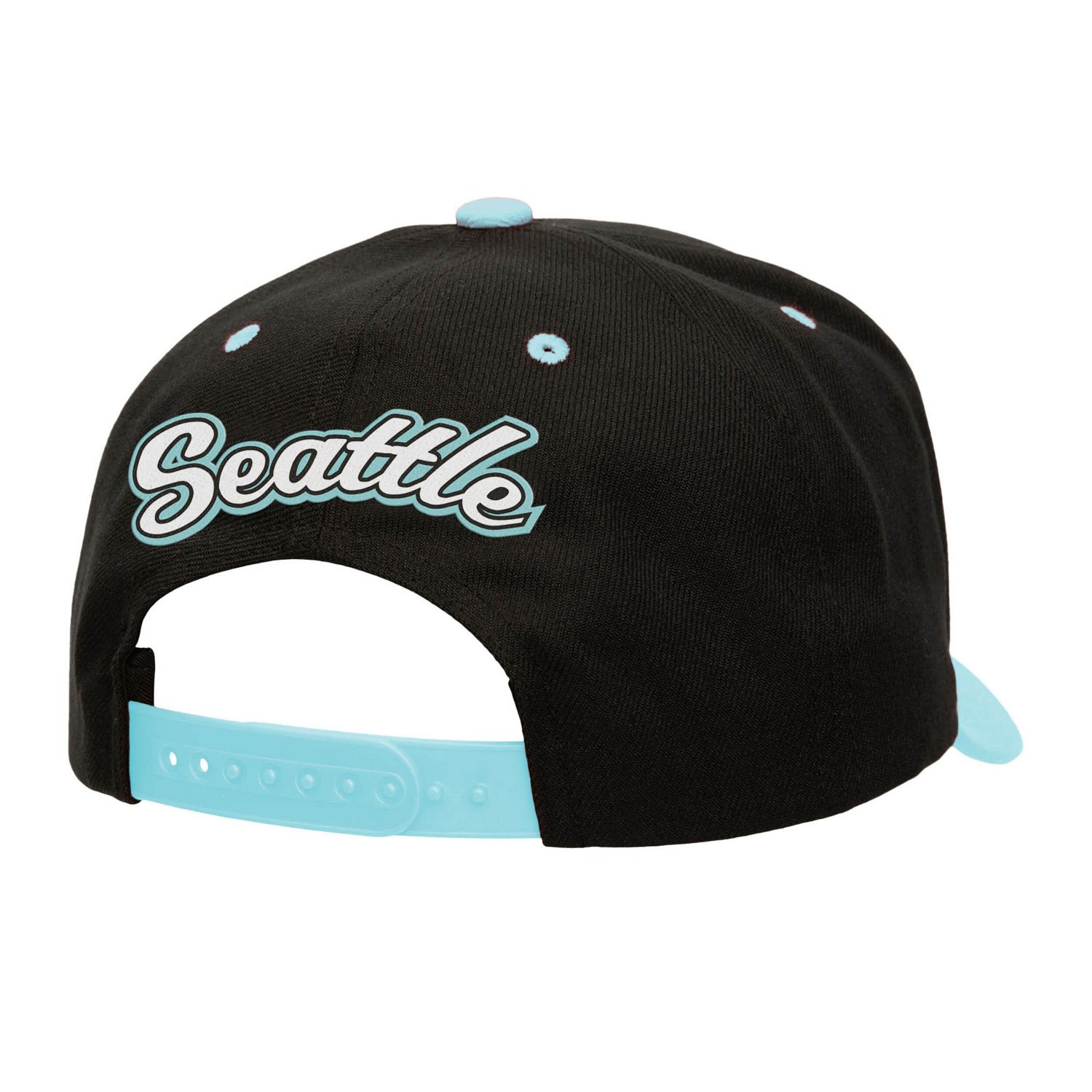 Mitchell  Ness Light Blue Seattle Kraken Backside Script Two-Tone Pro Crown Adjustable Hat - view number 2