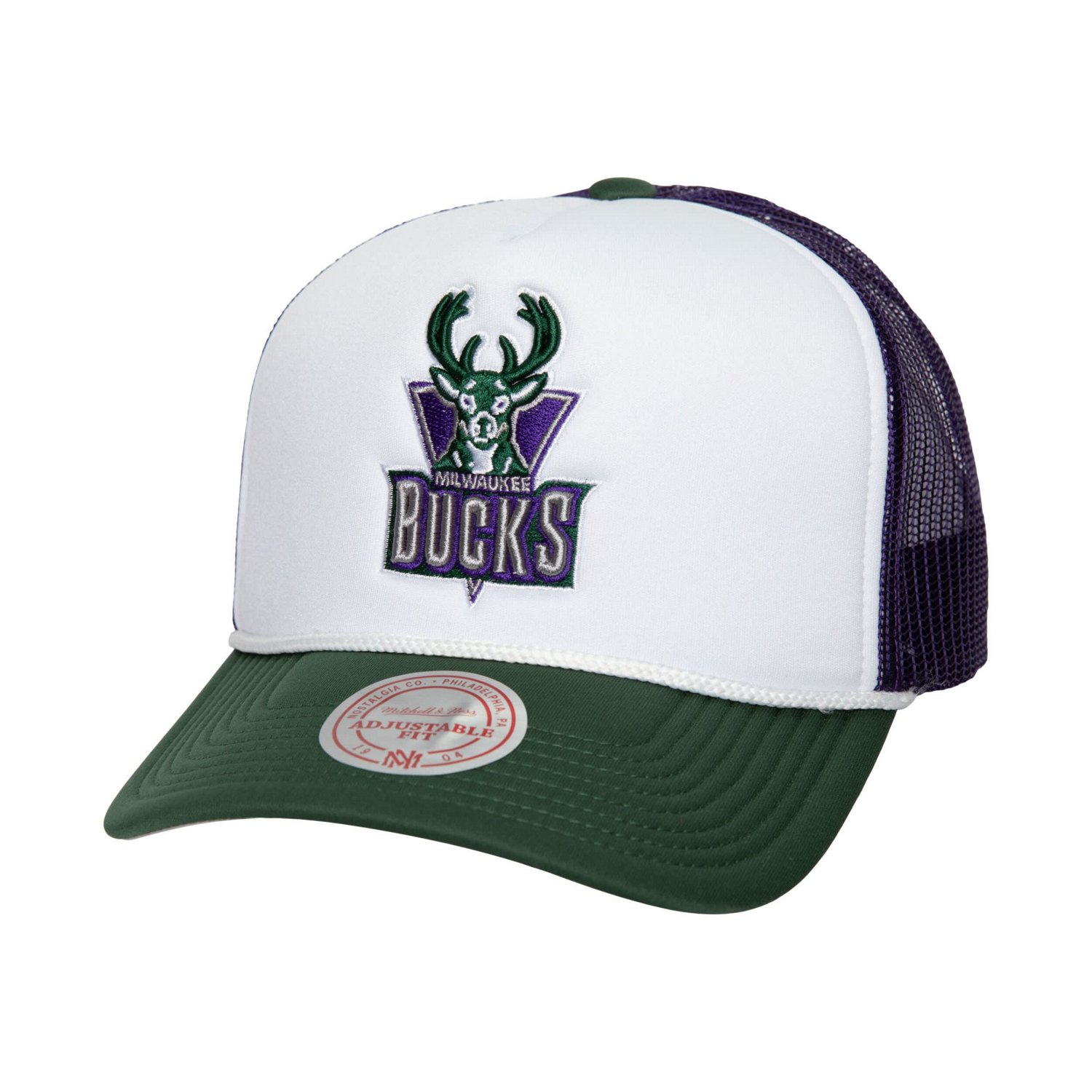Mitchell  Ness Milwaukee Bucks Hardwood Classics Blocker Foam Front Trucker Snapback Hat