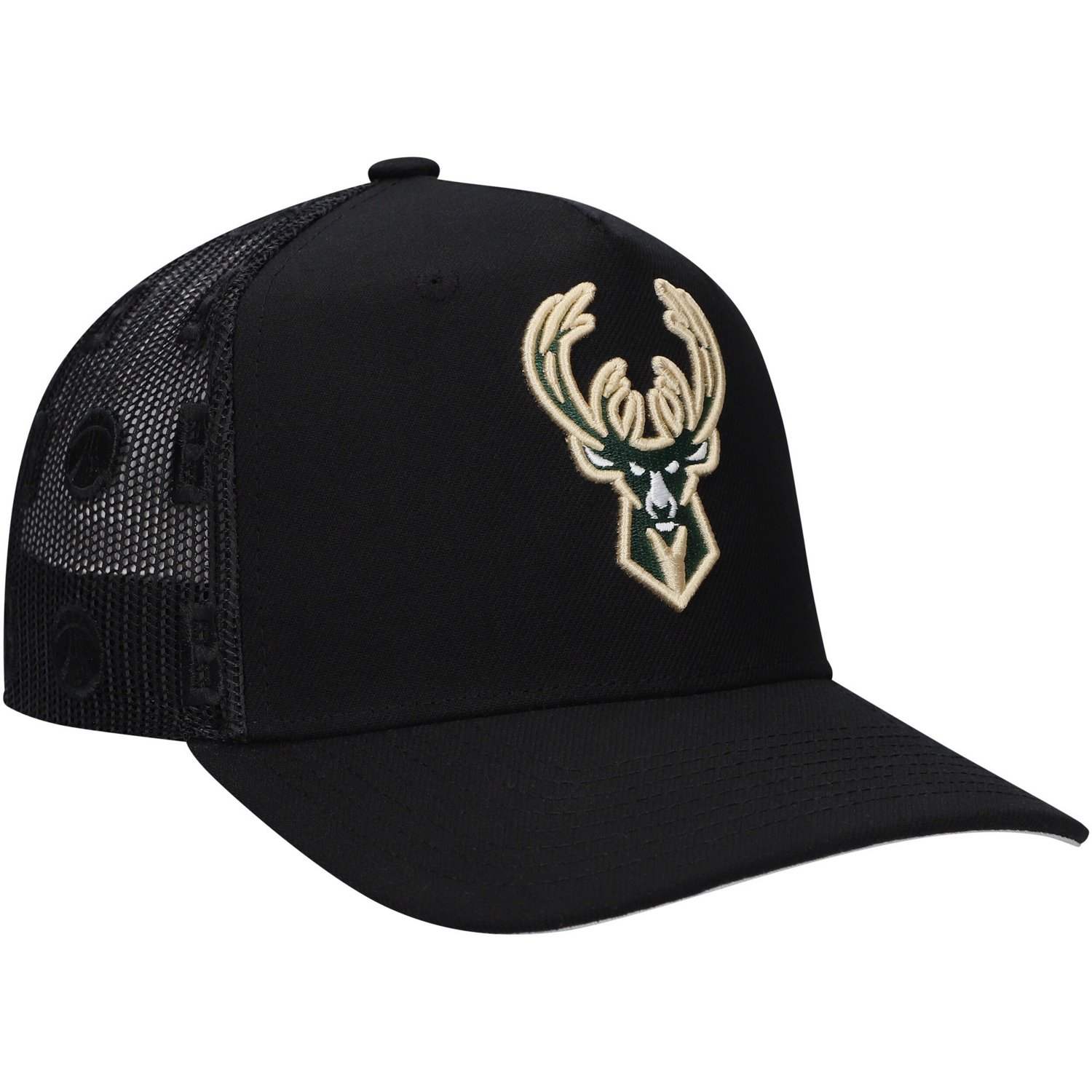 Mitchell  Ness Milwaukee Bucks Monogram Allover Logo Mesh Trucker Adjustable Hat