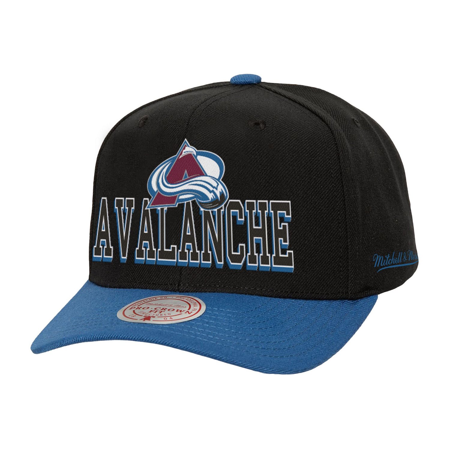 Mitchell  Ness Navy Colorado Avalanche Backside Script Two-Tone Pro Crown Adjustable Hat - view number 1