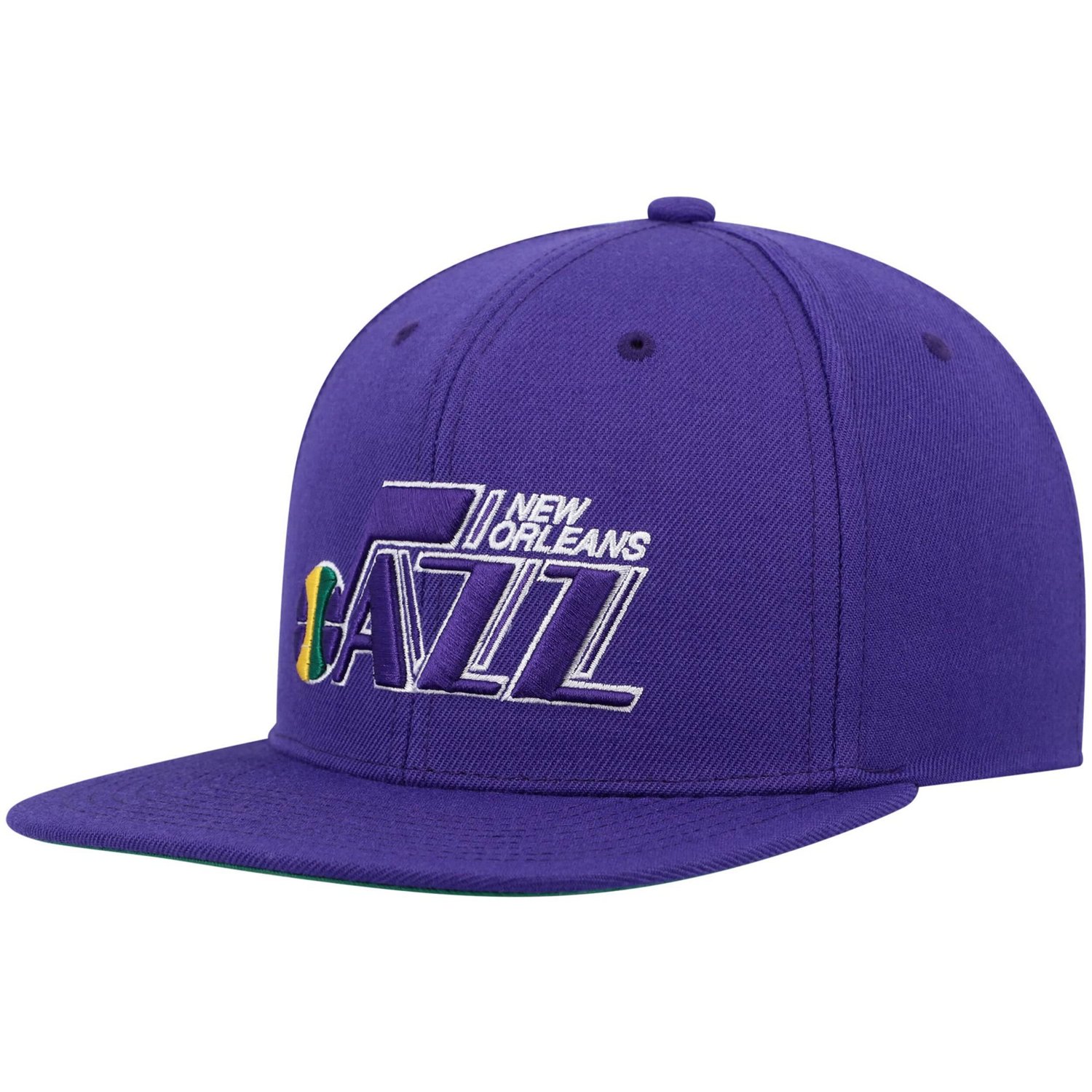 Mitchell  Ness New Orleans Jazz Hardwood Classics Team Ground 20 Snapback Hat