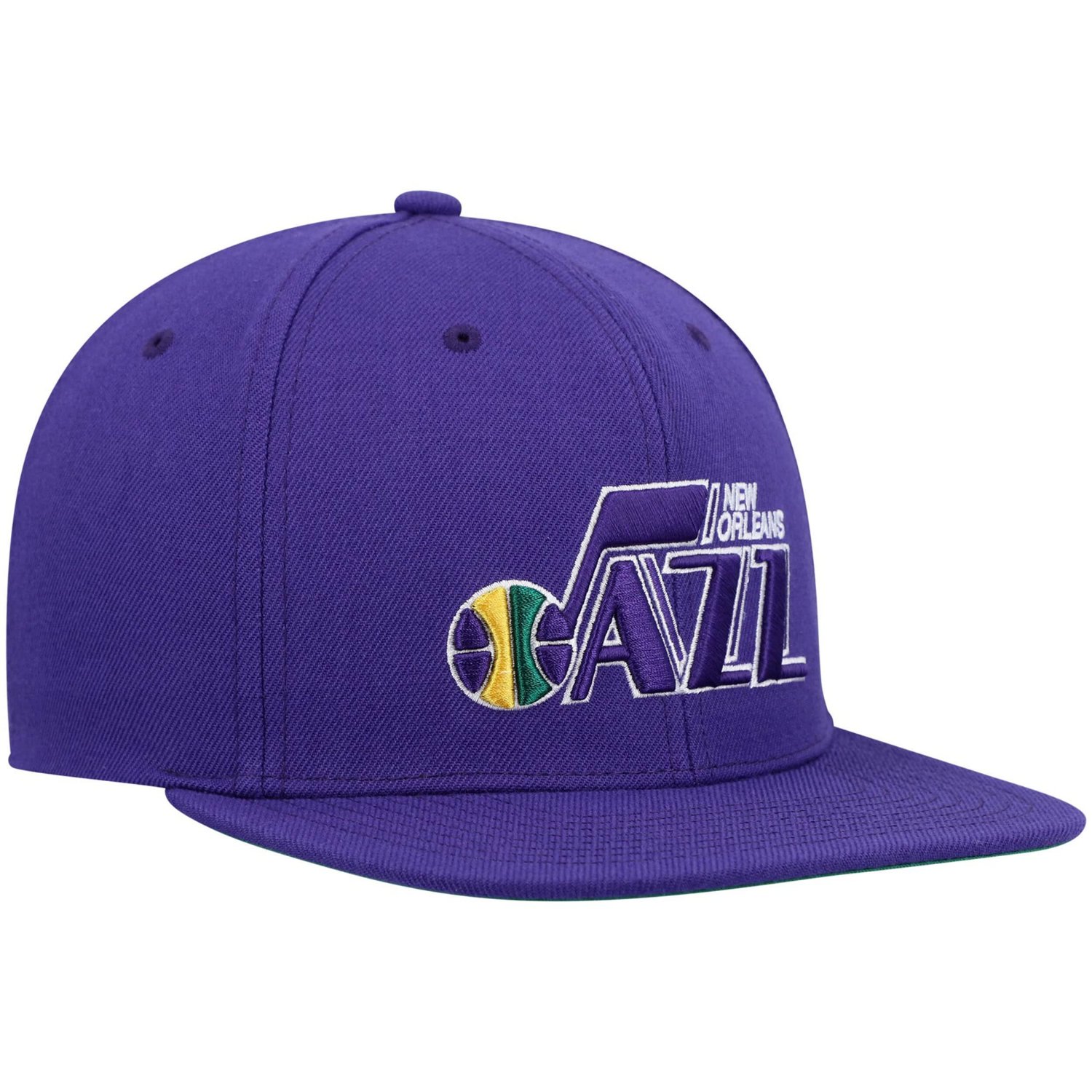Mitchell  Ness New Orleans Jazz Hardwood Classics Team Ground 20 Snapback Hat - view number 3