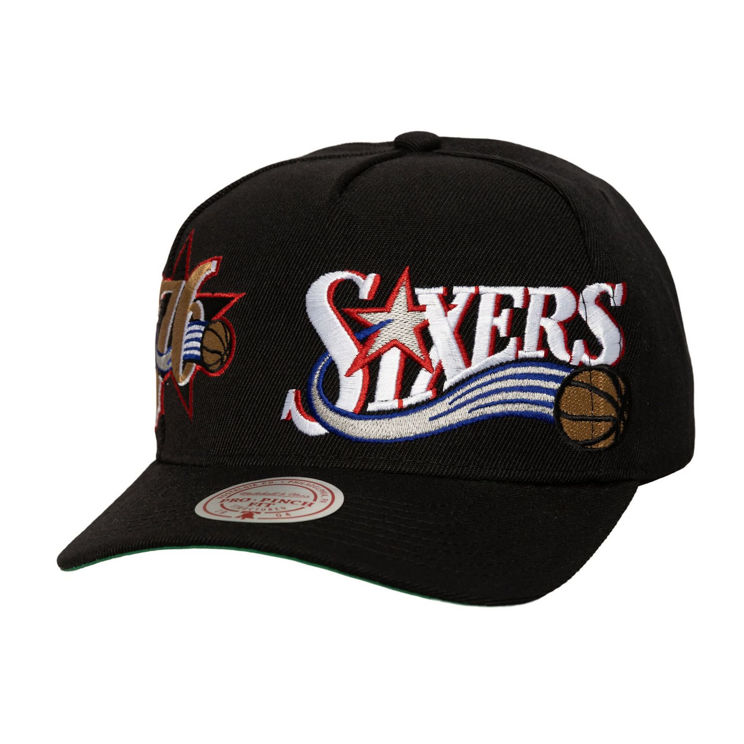 Mitchell  Ness Philadelphia 76ers Busted Logo Wordmark Wrap-Around Pro Pinch Adjustable Hat - view number 1