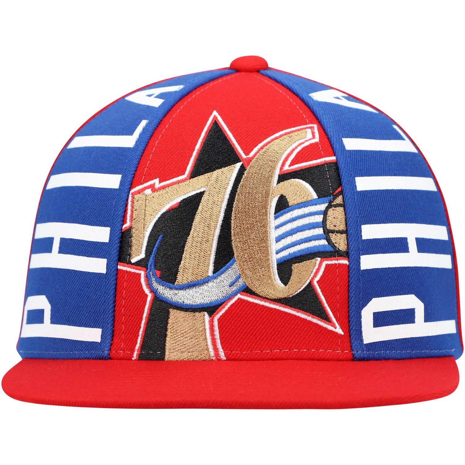 Mitchell  Ness Philadelphia 76ers Hardwood Classics Big Face Callout Snapback Hat - view number 2