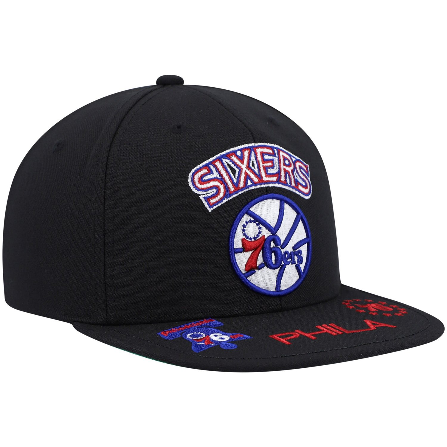 Mitchell  Ness Philadelphia 76ers Hardwood Classics Front Loaded Snapback Hat