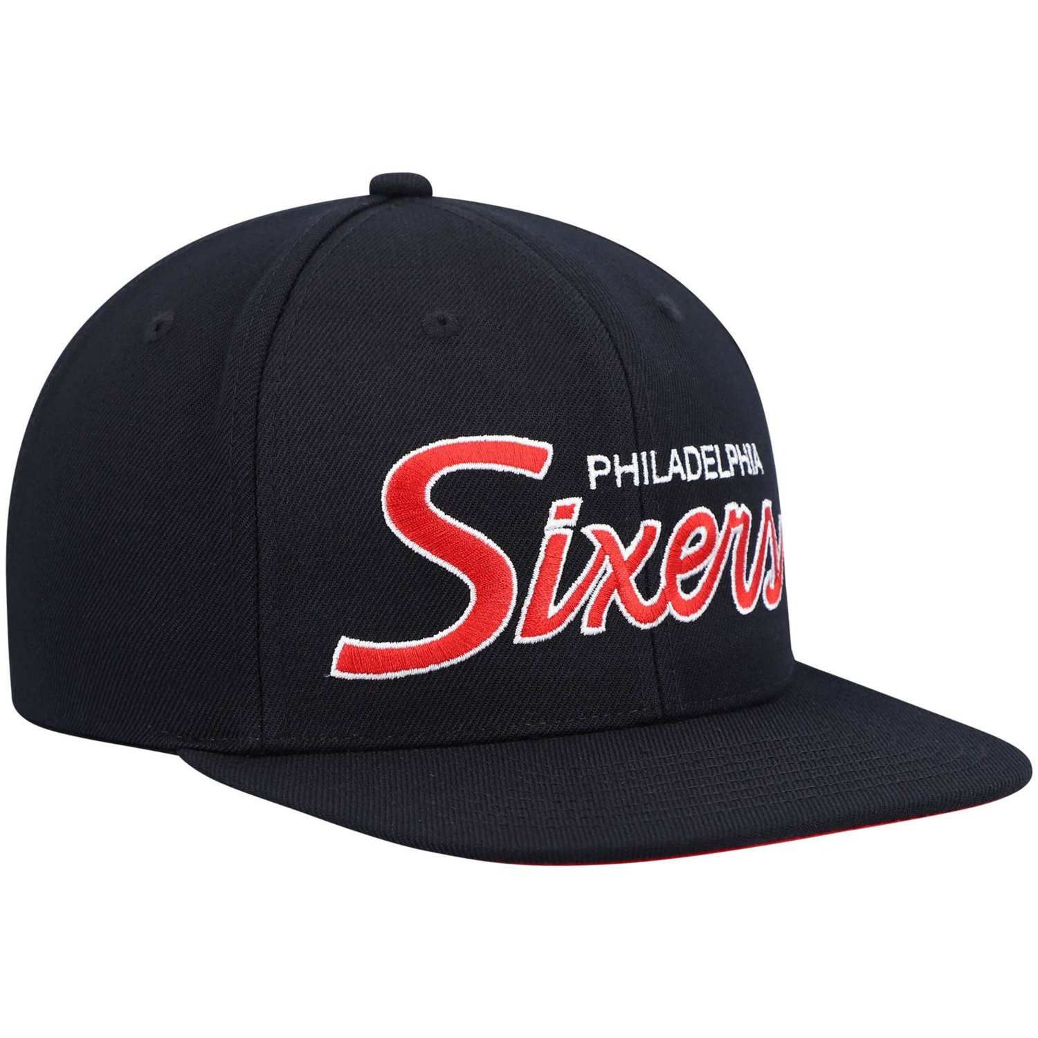 Mitchell  Ness Philadelphia 76ers Hardwood Classics Script 20 Snapback Hat