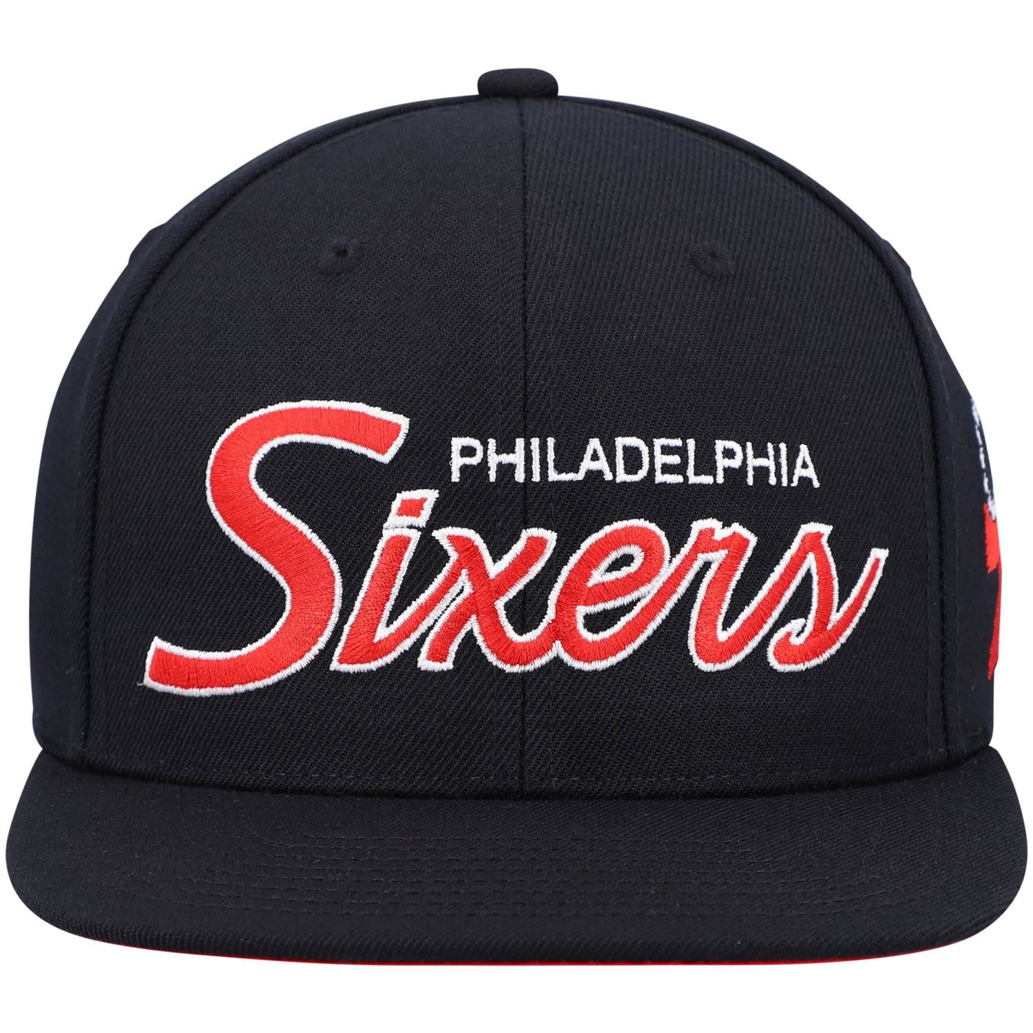 Mitchell  Ness Philadelphia 76ers Hardwood Classics Script 20 Snapback Hat