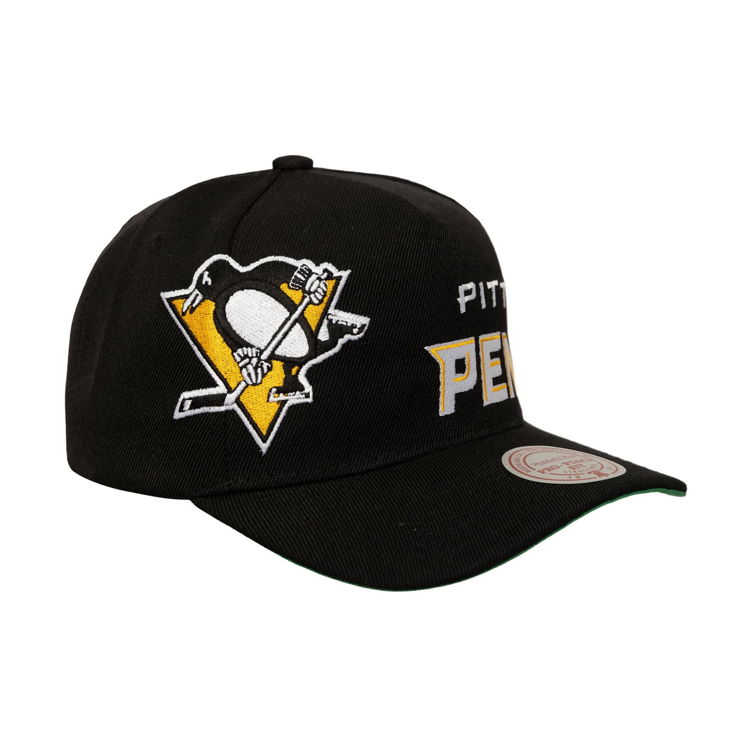 Mitchell  Ness Pittsburgh Penguins Busted Logo Wordmark Wrap-Around Pro Pinch Adjustable Hat - view number 2