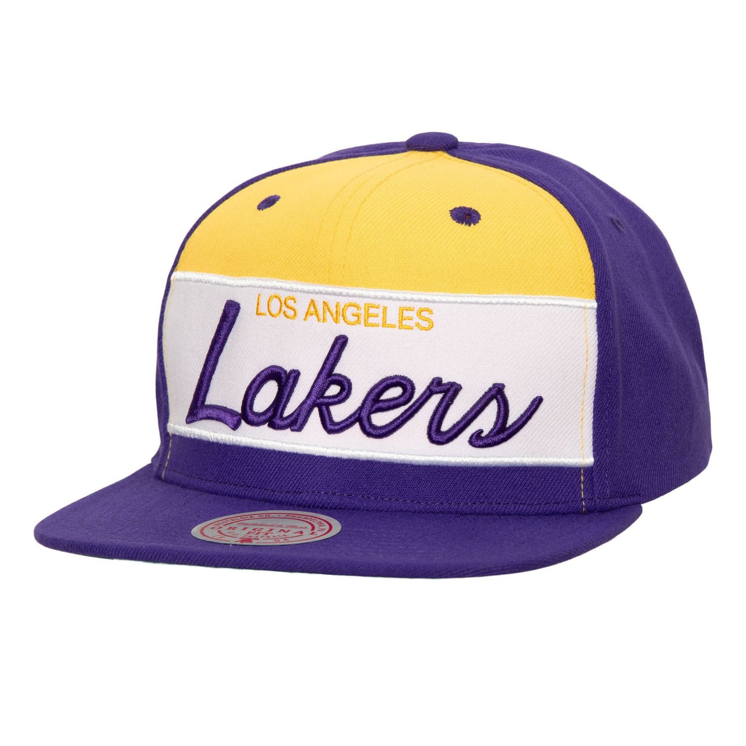 Mitchell  Ness Purple Los Angeles Lakers Retro Sport Color Block Script Snapback Hat