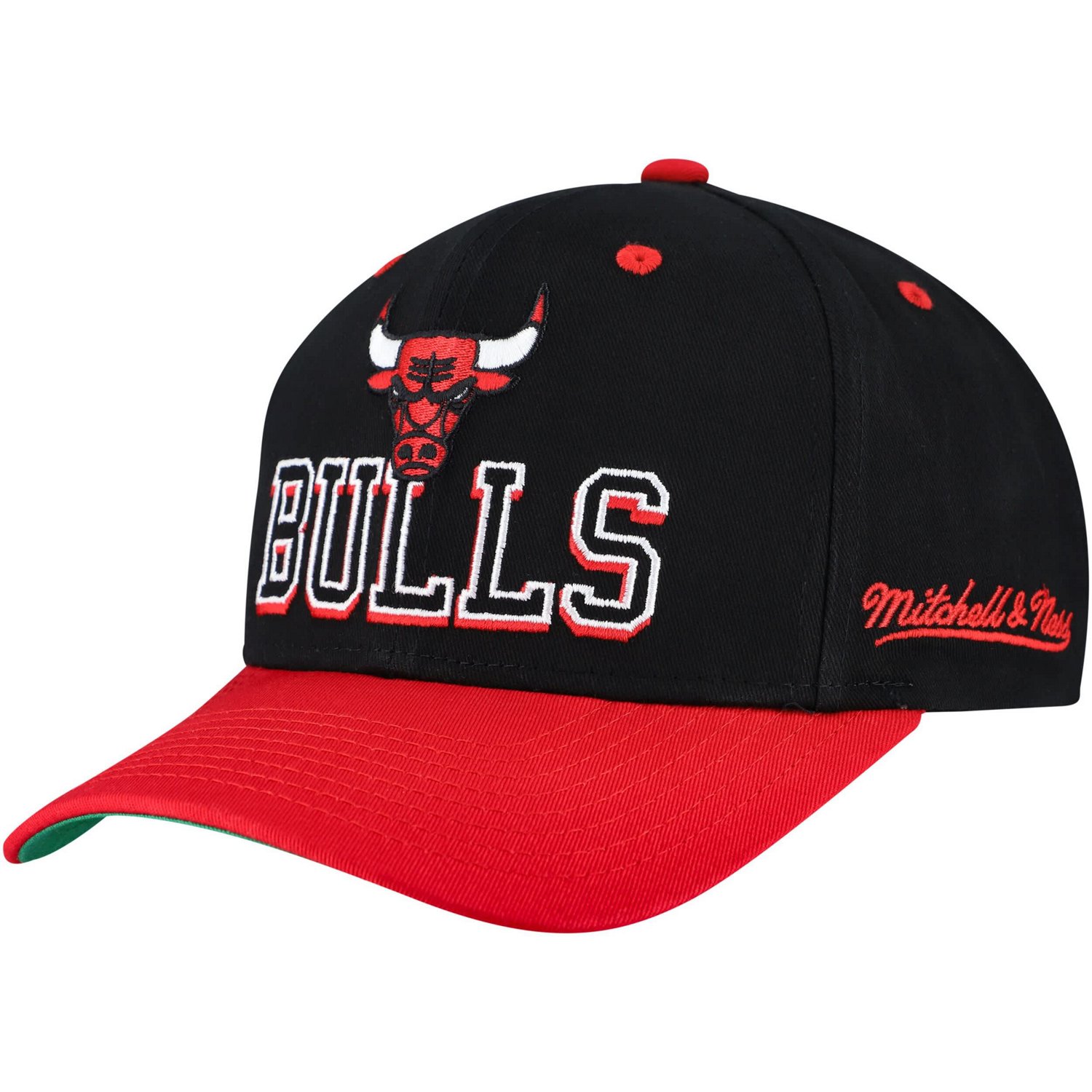 Mitchell  Ness Red Chicago Bulls Backside Script 2-Tone Pro Crown Adjustable Hat