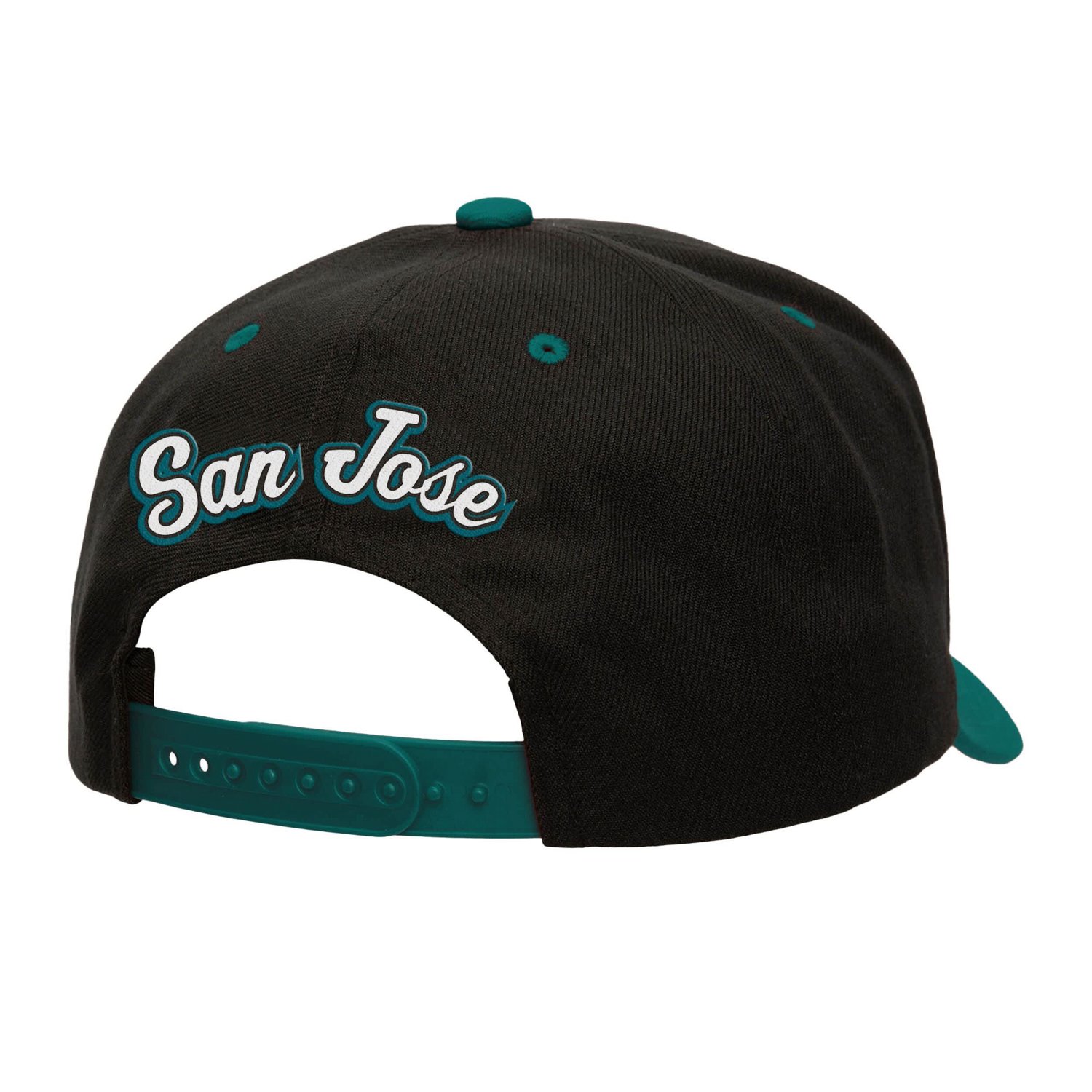 Mitchell  Ness Teal San Jose Sharks Backside Script Two-Tone Pro Crown Adjustable Hat - view number 2